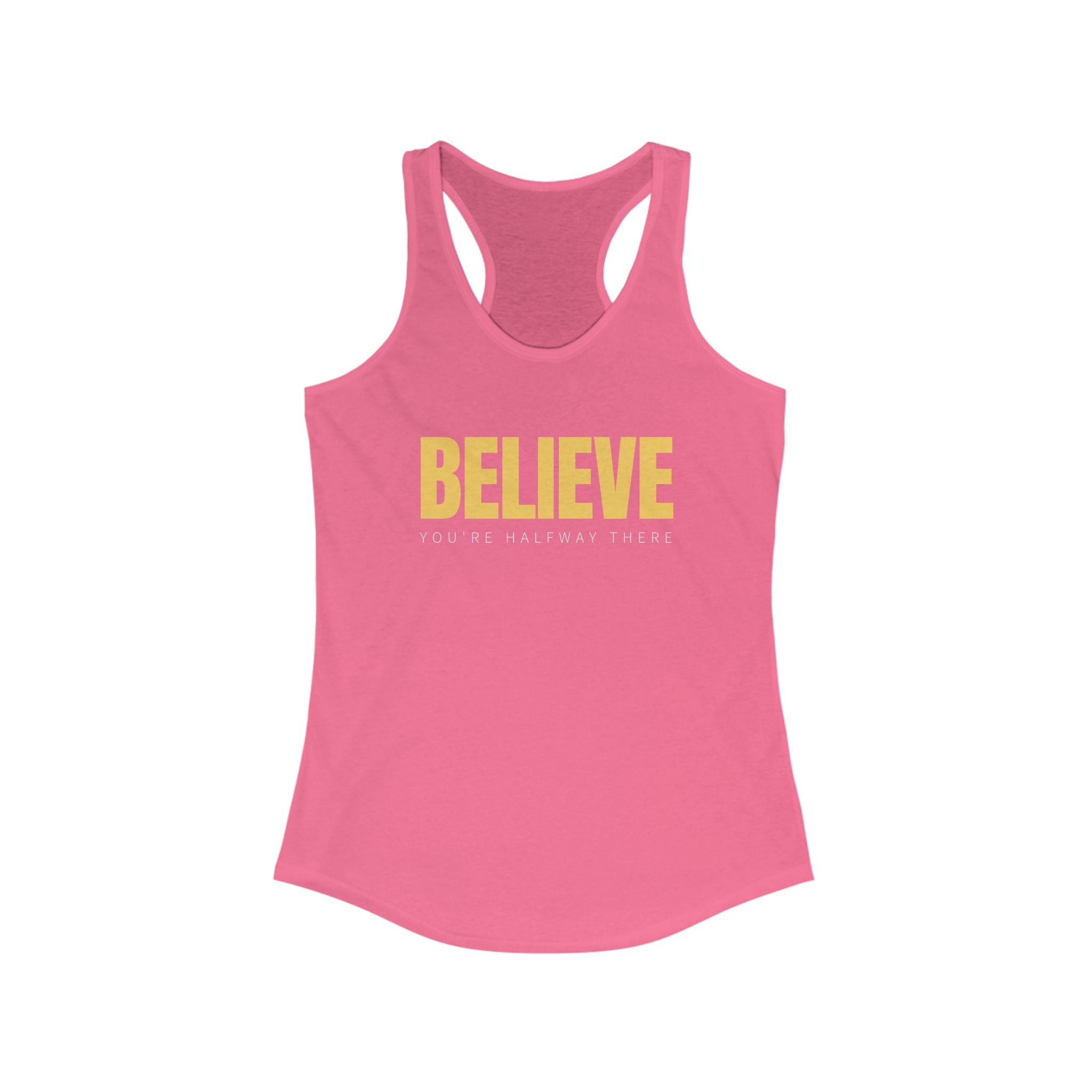 Workout Tank Tops for Women - Gym Exercise Athletic - Yoga Tops Racerback Sports Shirts - Believe - Shirt Print