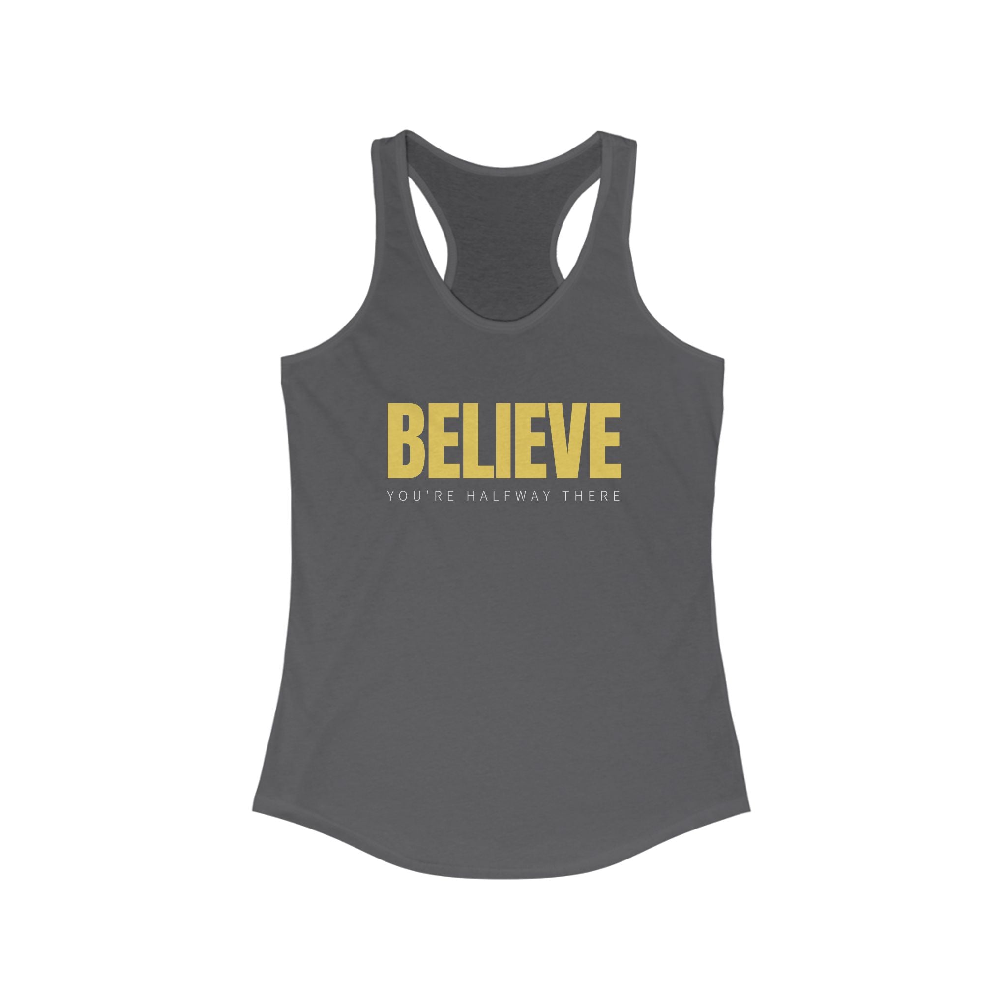 Workout Tank Tops for Women - Gym Exercise Athletic - Yoga Tops Racerback Sports Shirts - Believe - Shirt Print