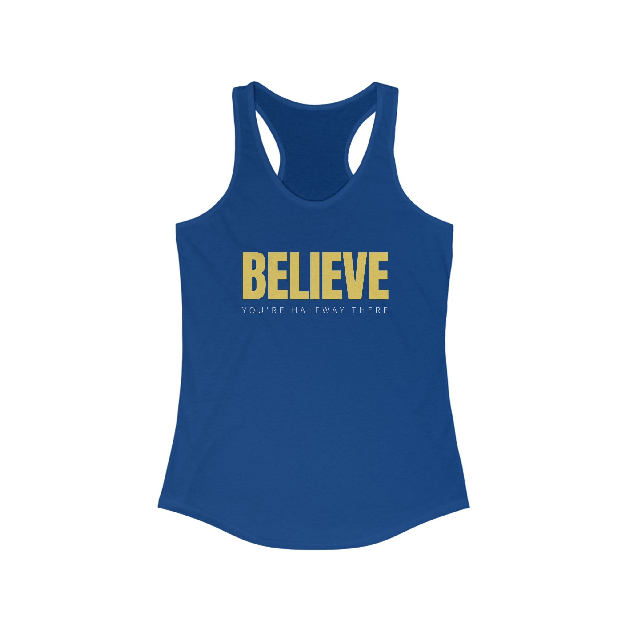 Workout Tank Tops for Women - Gym Exercise Athletic - Yoga Tops Racerback Sports Shirts - Believe - Shirt Print