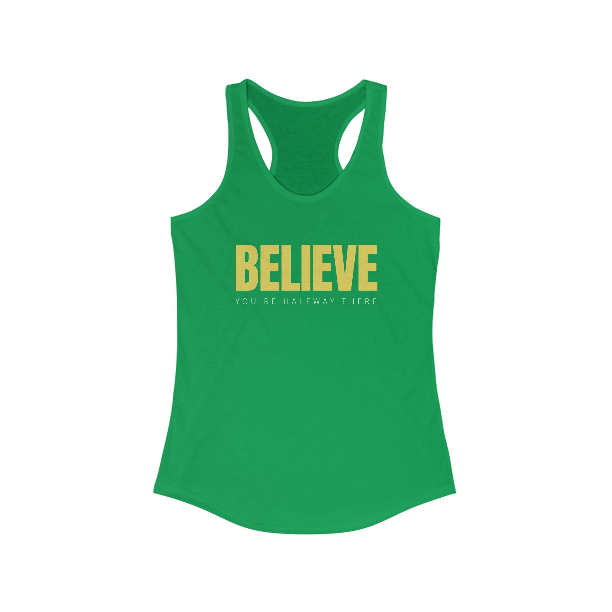 Workout Tank Tops for Women - Gym Exercise Athletic - Yoga Tops Racerback Sports Shirts - Believe - Shirt Print