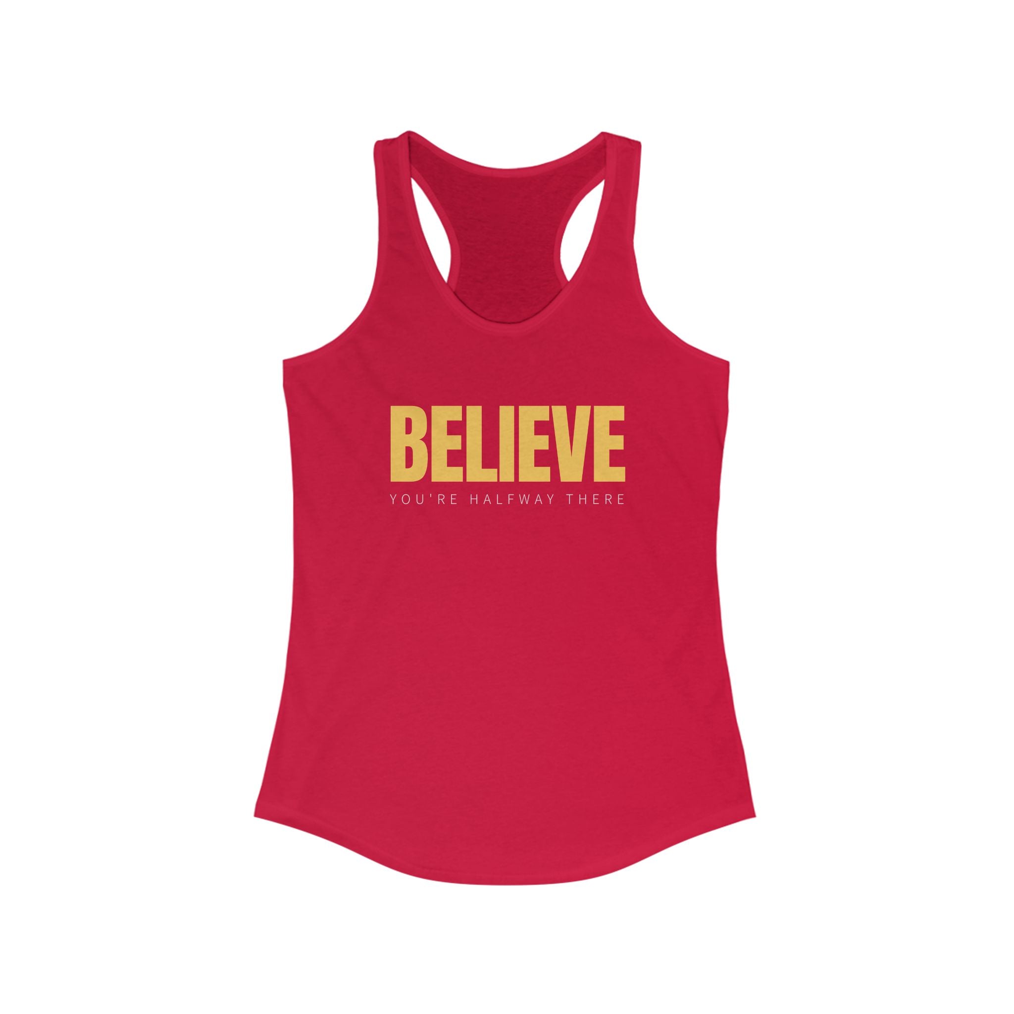 Workout Tank Tops for Women - Gym Exercise Athletic - Yoga Tops Racerback Sports Shirts - Believe - Shirt Print