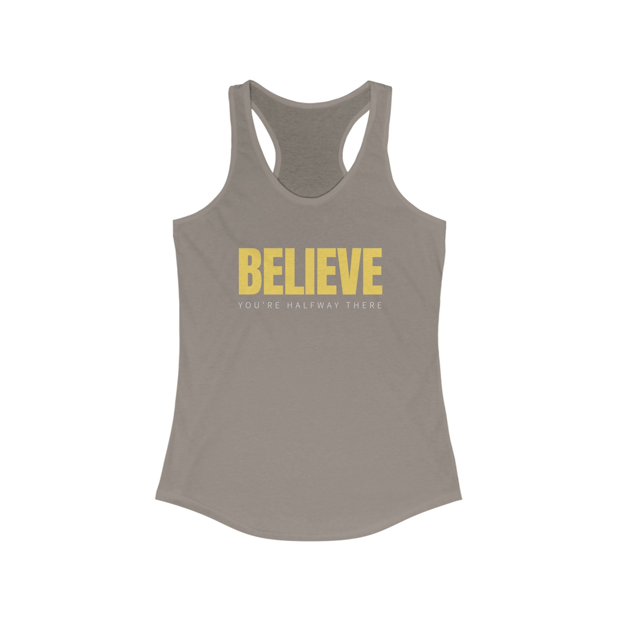 Workout Tank Tops for Women - Gym Exercise Athletic - Yoga Tops Racerback Sports Shirts - Believe - Shirt Print