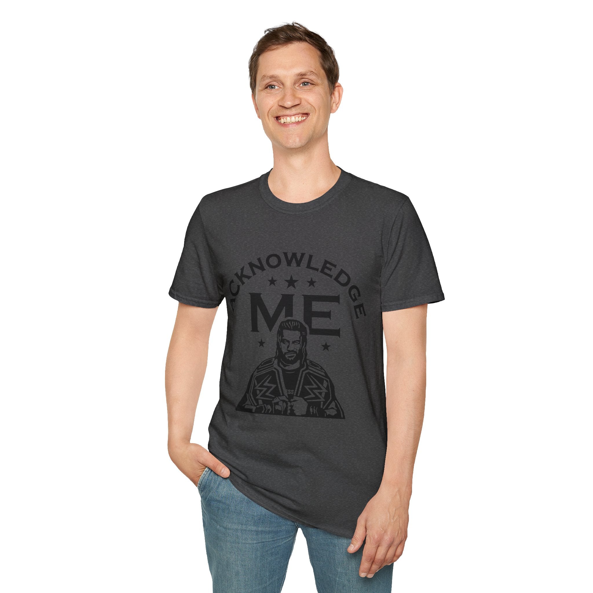 Roman Reigns Unisex Softstyle T-Shirt, Acknowledge Me Wrestling Fan Shirt, Gift, Wrestling Apparel, Roman Reigns Fan Tee