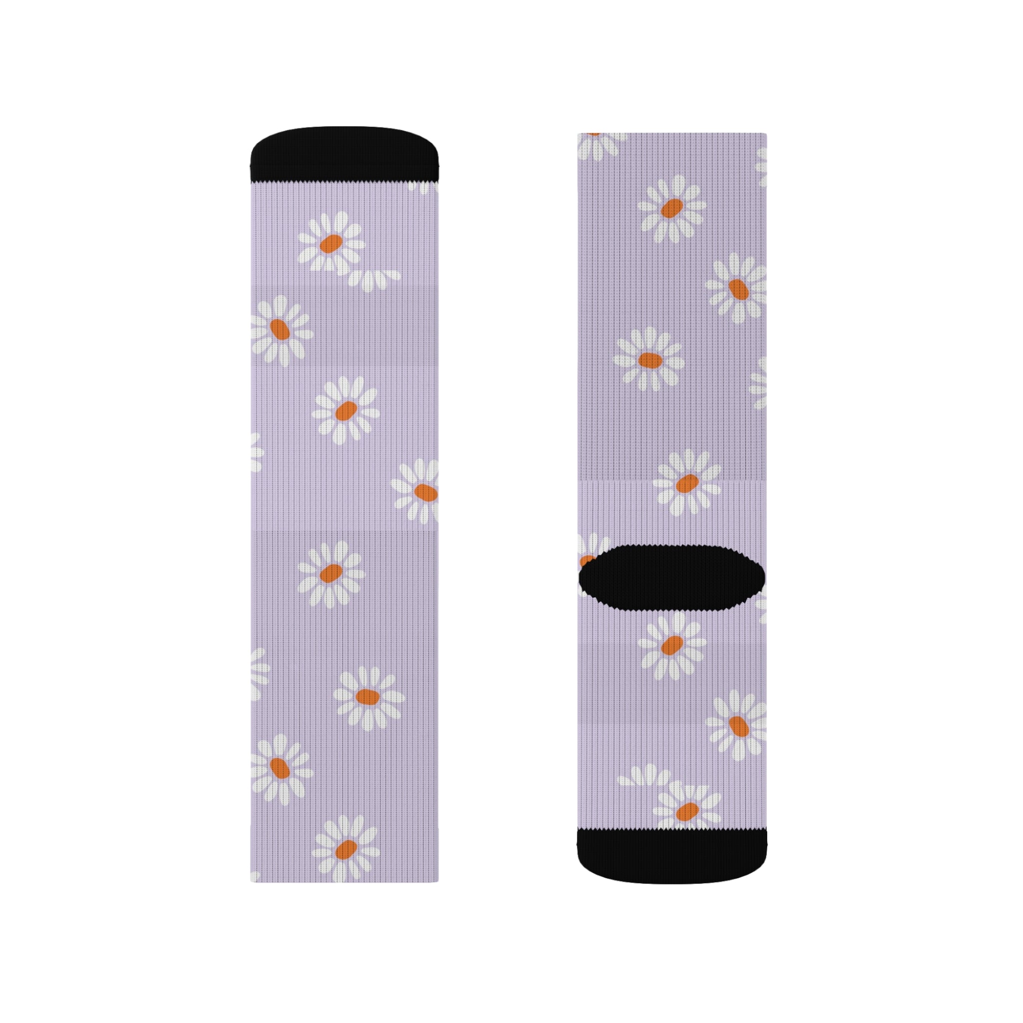 Pastel Purple Flower Pattern Hearts Socks Warm Crew Socks Socks for everyday wear