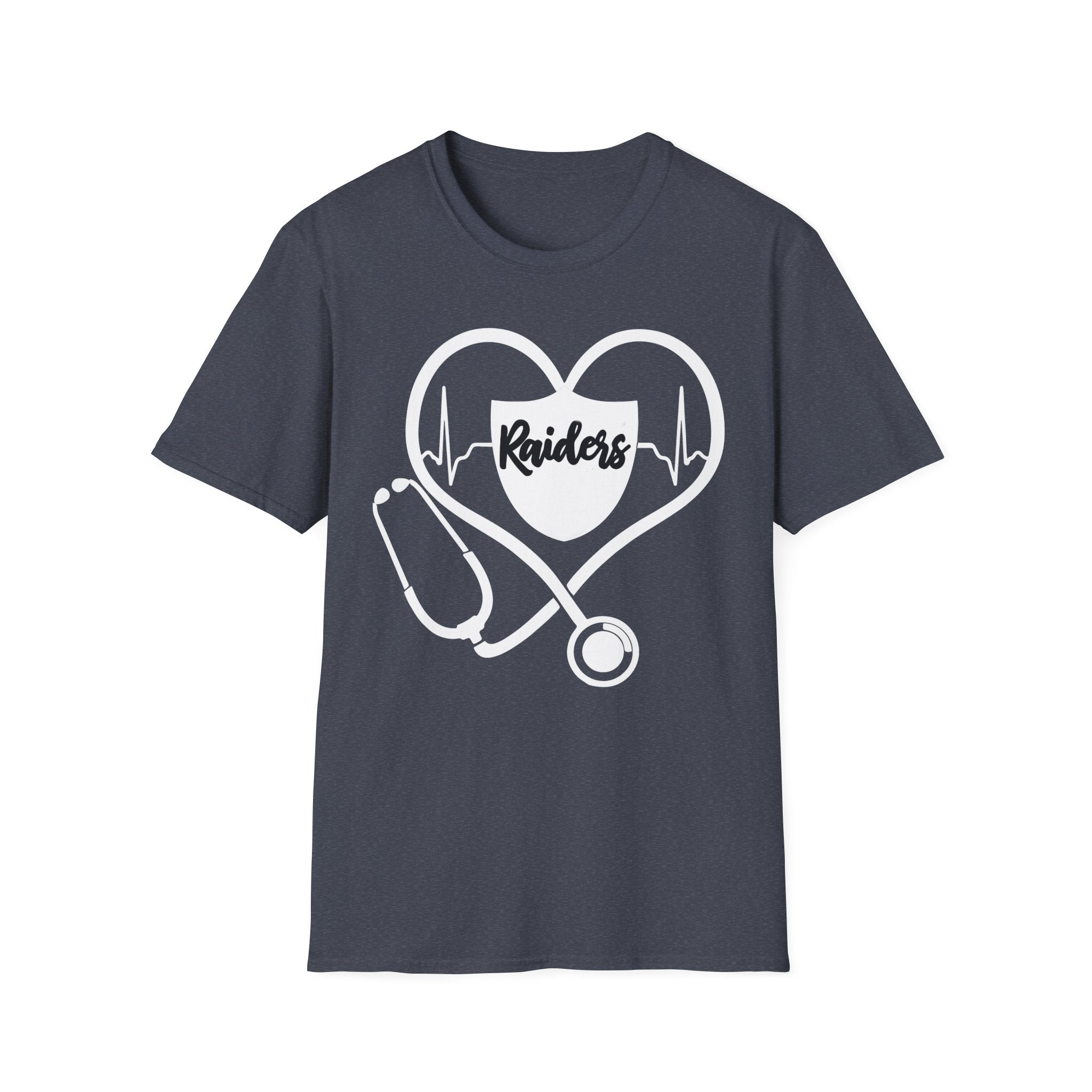 Stethoscope White Raiders Football T-Shirt, Sports Team Shirt, Fan Game Day Clothing, Football Fan Gift, Team Spirit Tee