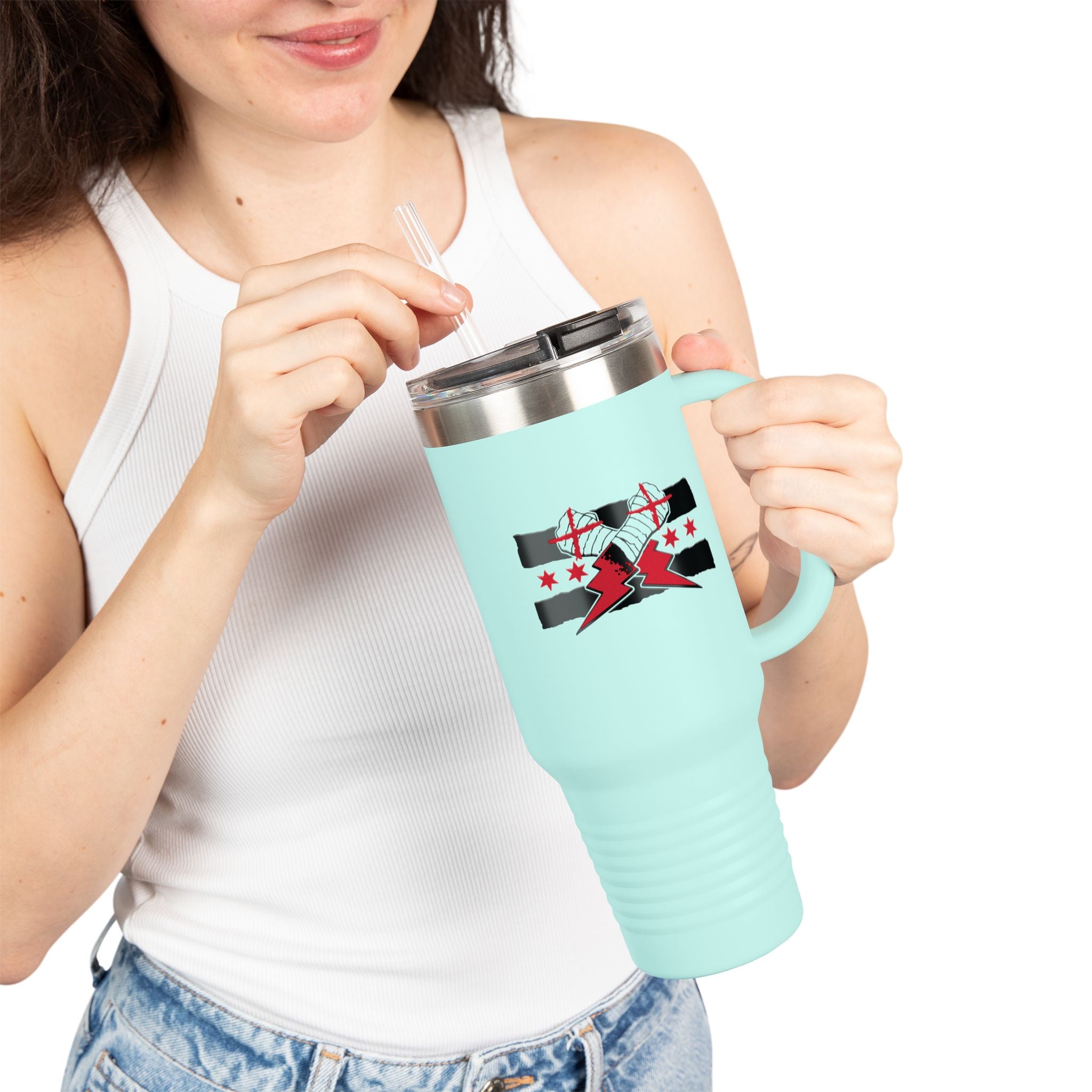 CM Punk Red-Black Graphic Design, Insulated Travel Mug, Gift for Her Gift for Him - 40oz, Gift for Her, Gift for Him