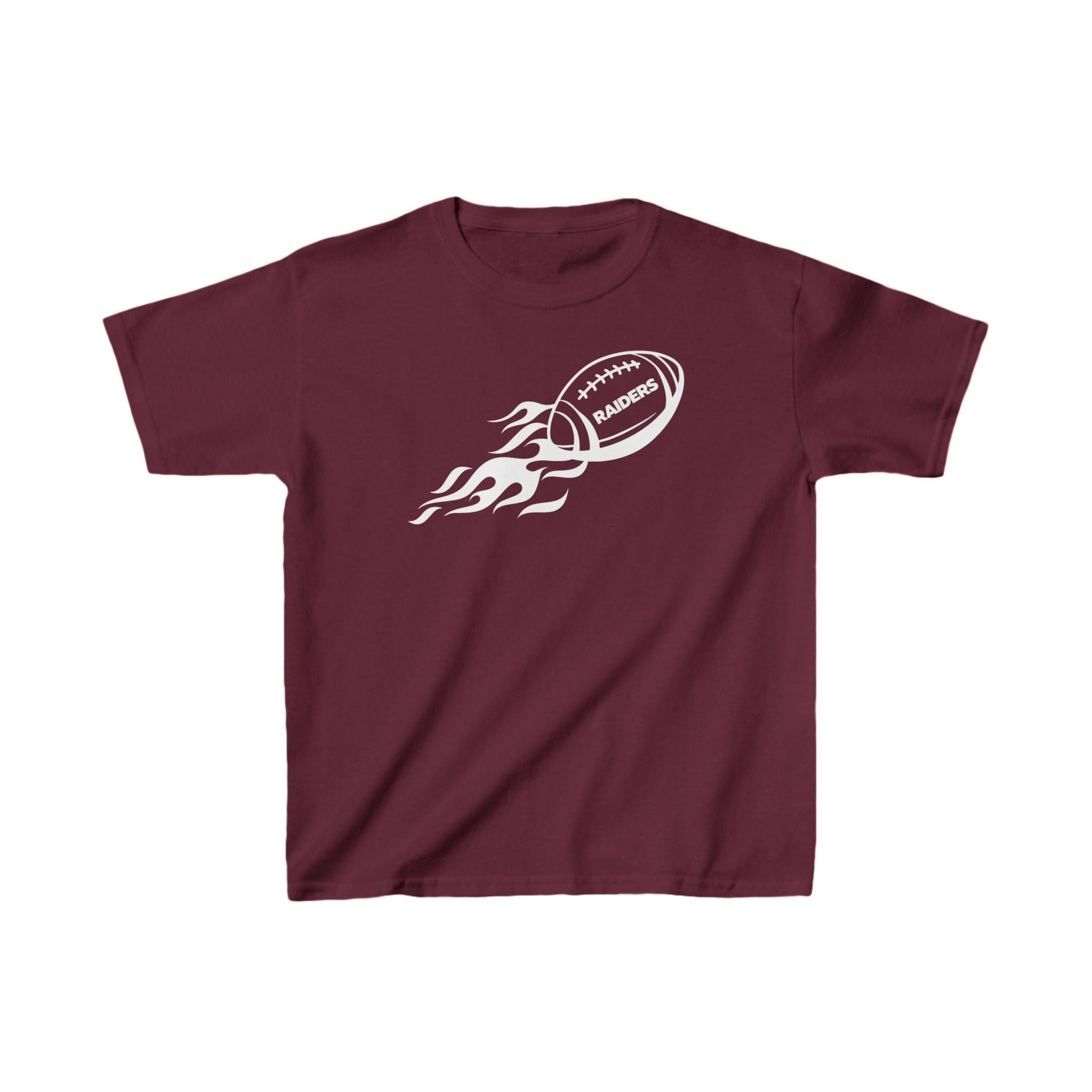 White Football on Flame Raiders Shirt for Kids, Gift Fan Sports Shirt, Children Shirt Clothing, Youth Team Game Day Shirt