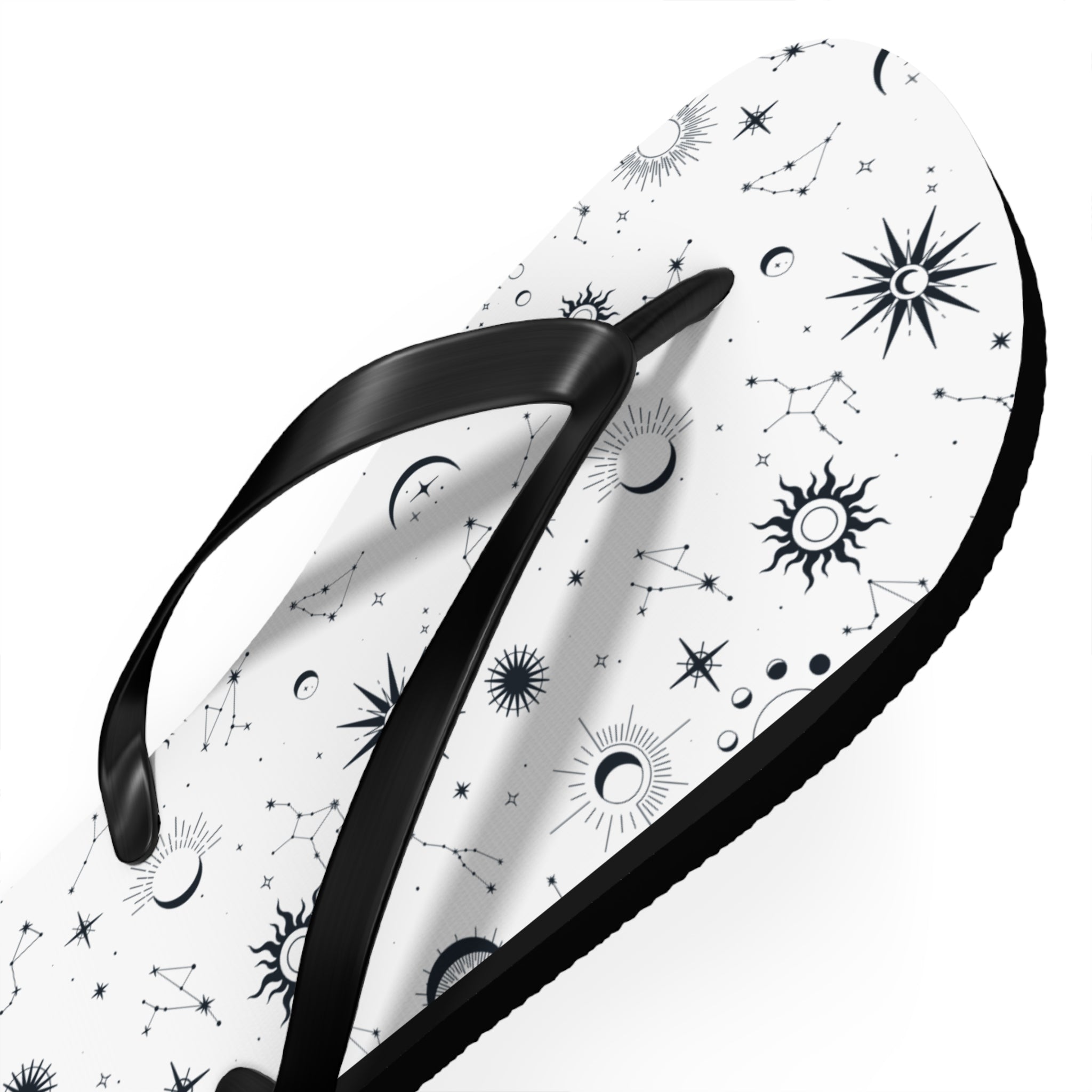 Black And White Celestial , Flip Flops for Women, Cute Designs, Everyday Use, Indoor Sleepers