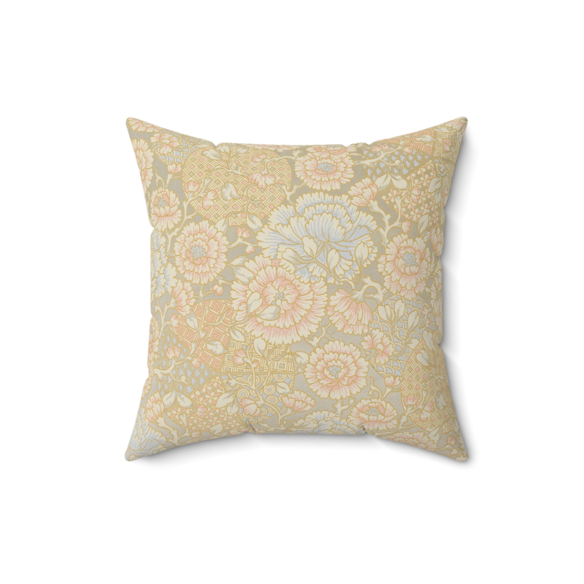 Floral Gold Elegant Vintage Pattern Print Pillow Covers, Decorative Couch Sofa Accent Pillows, Living Room Spun Polyester Square Pillow