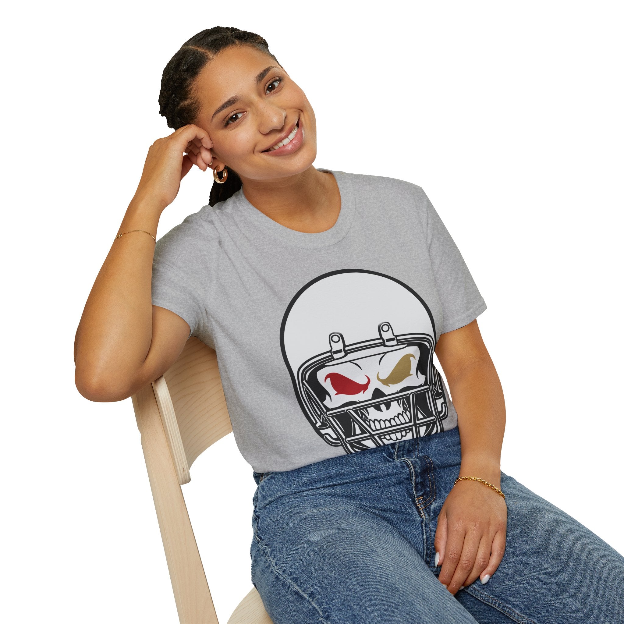 SF Football Skull Helmet T-Shirt - Unique Fan Apparel, Football Team Tee, Game Day Shirt, Sporty Top, Men's Women's Clothing