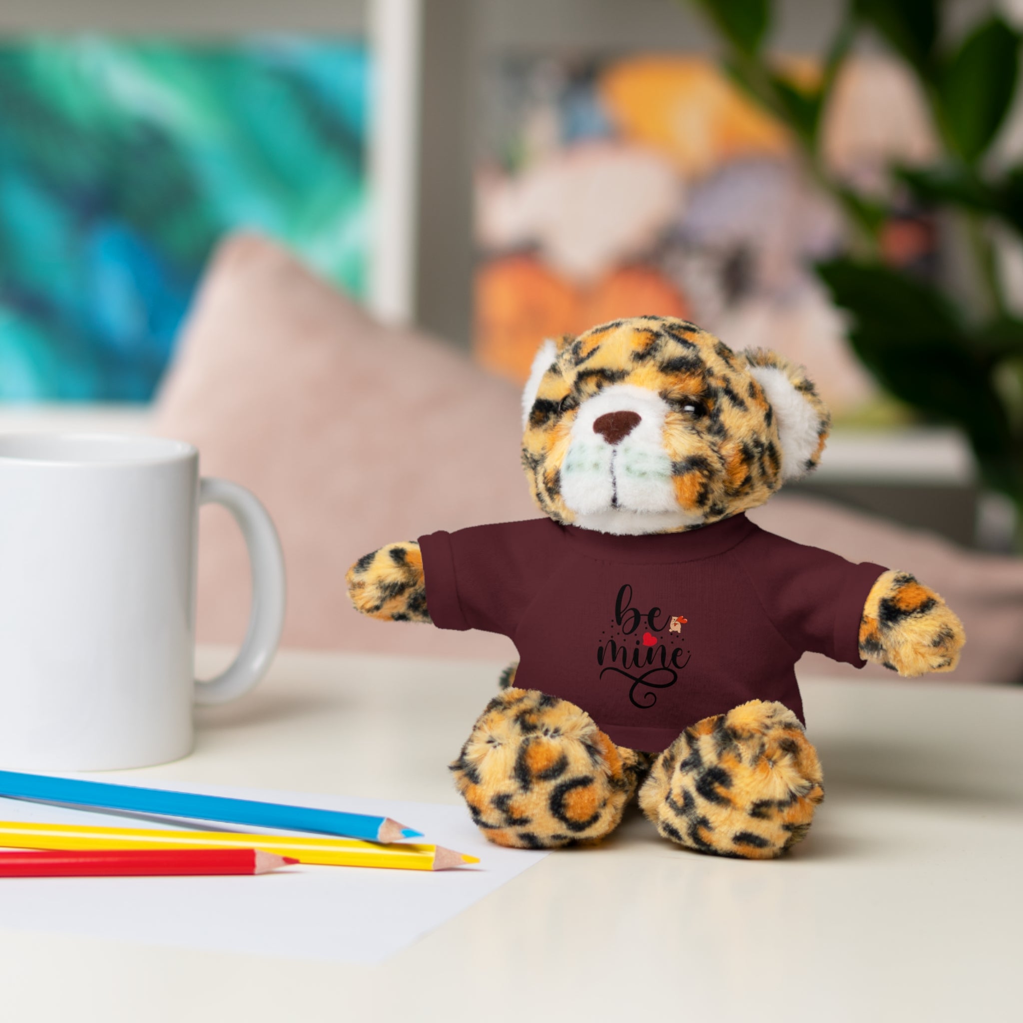 Lovely Panda Plushy, Be Mine, Stuffed Animals Shirt Printed, Suitable for Soft Valentine's Day Gift for Her, Him