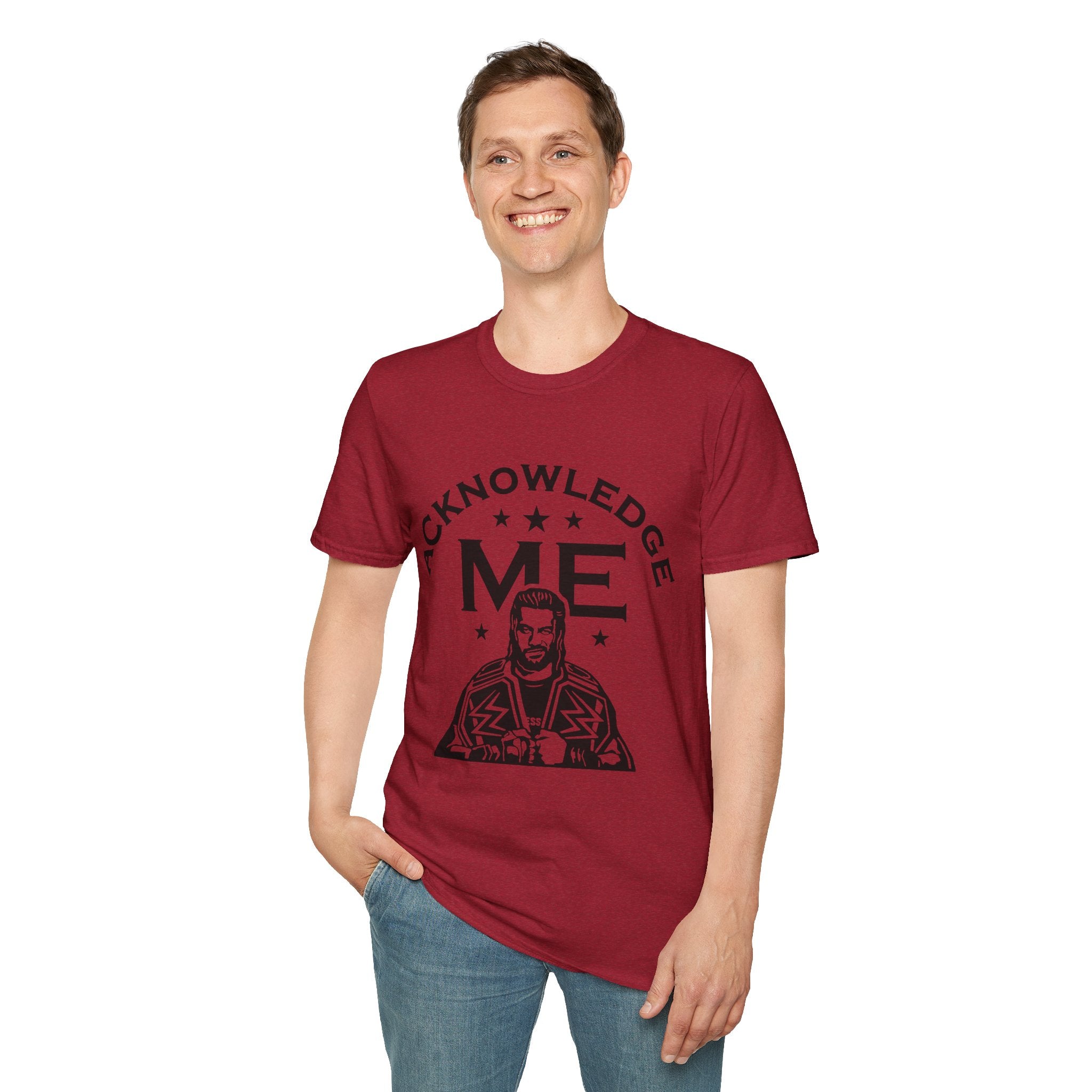 Roman Reigns Unisex Softstyle T-Shirt, Acknowledge Me Wrestling Fan Shirt, Gift, Wrestling Apparel, Roman Reigns Fan Tee
