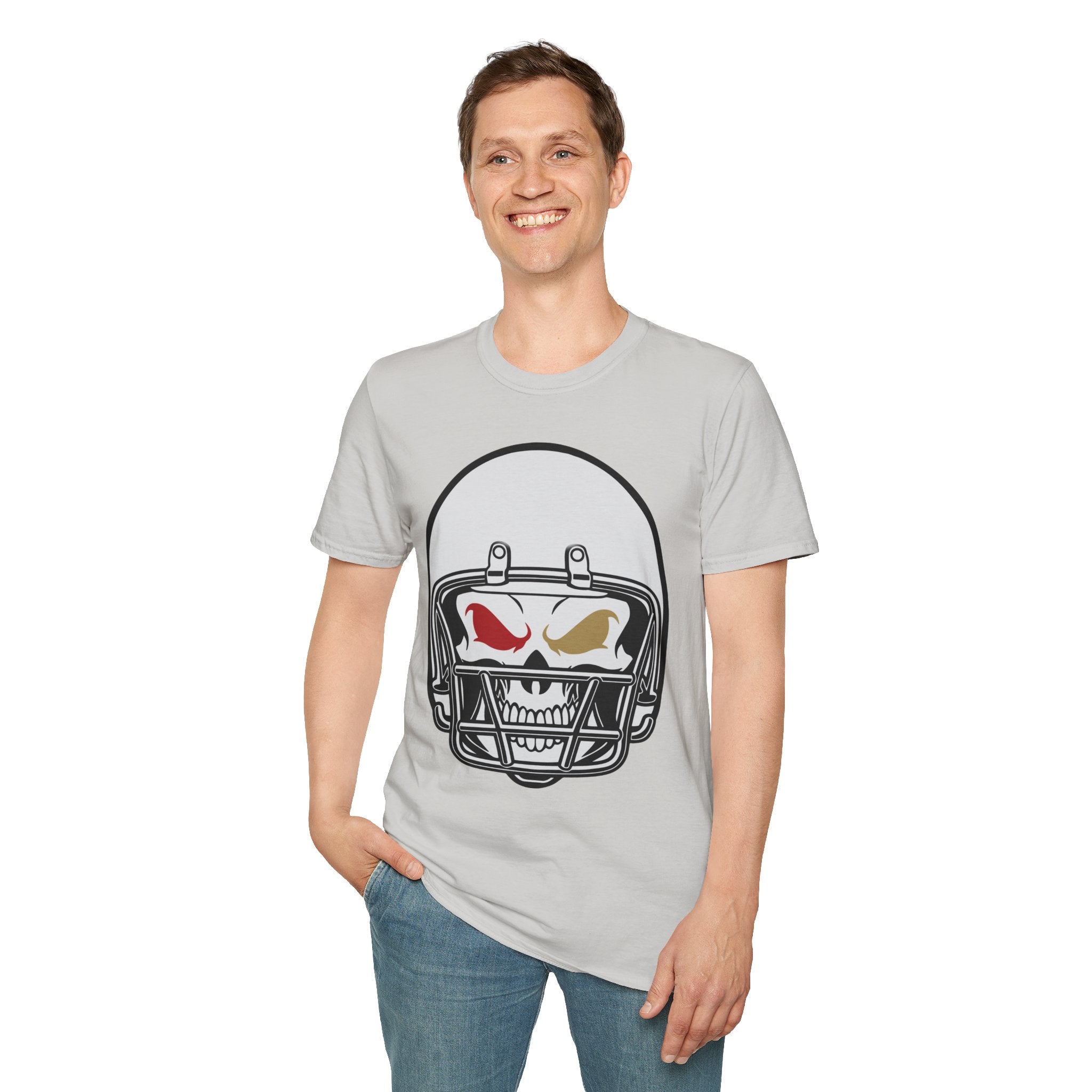 SF Football Skull Helmet T-Shirt - Unique Fan Apparel, Football Team Tee, Game Day Shirt, Sporty Top, Men's Women's Clothing