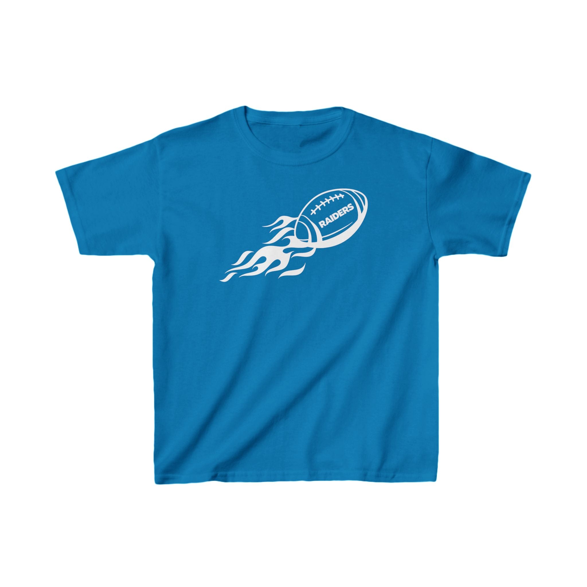 White Football on Flame Raiders Shirt for Kids, Gift Fan Sports Shirt, Children Shirt Clothing, Youth Team Game Day Shirt