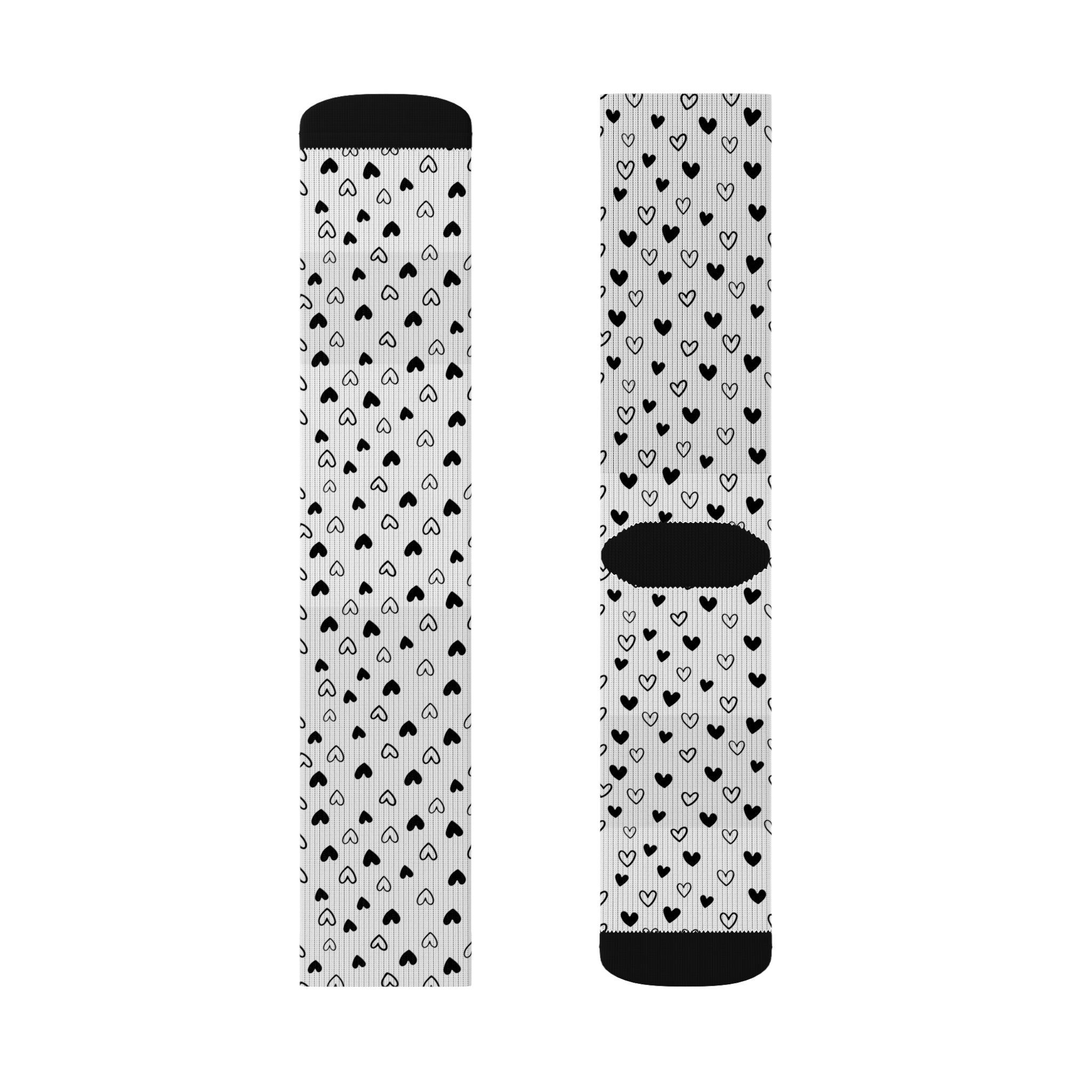 Heart Black White Minimalist Socks Warm Crew Socks Socks for everyday wear