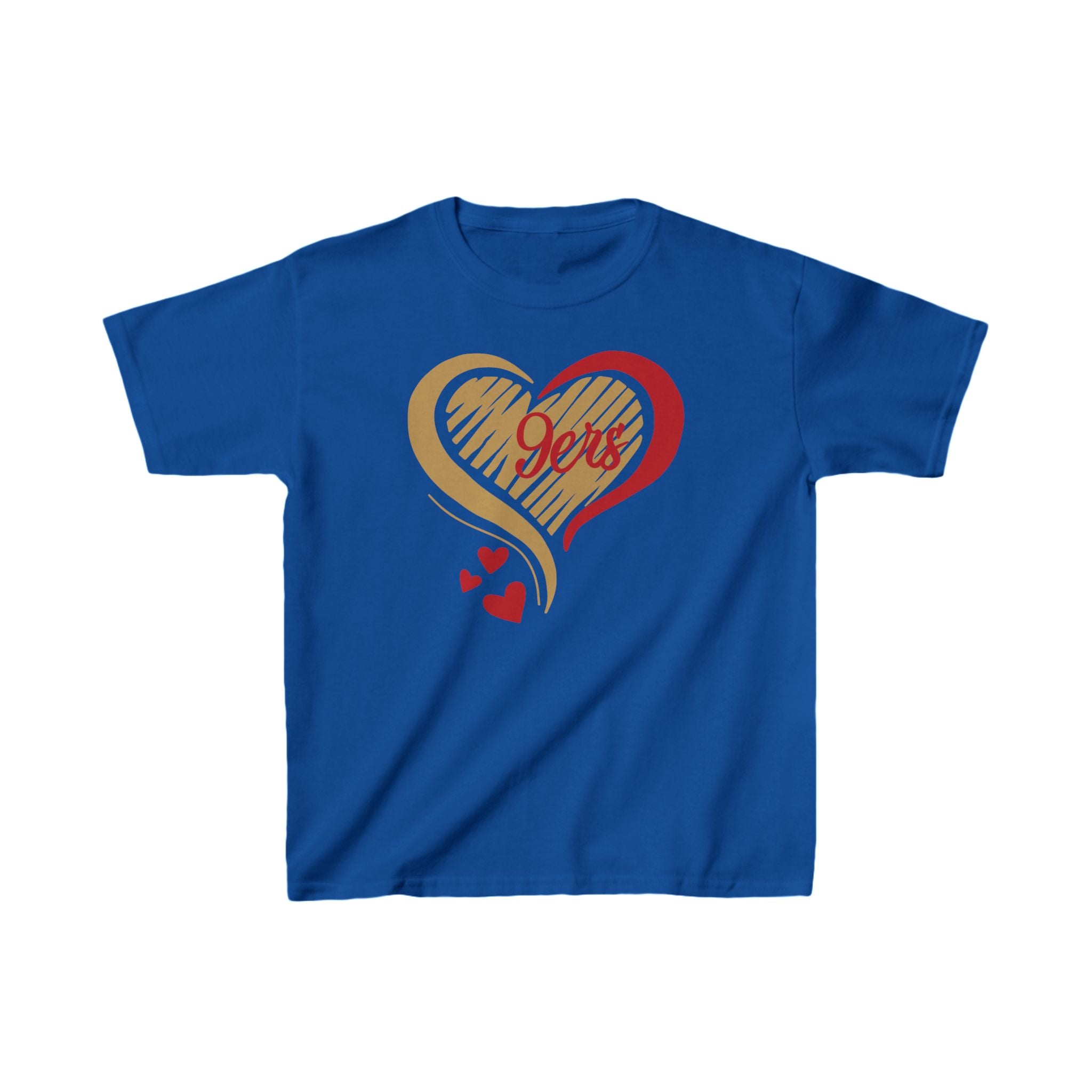 Cute Heart Red Gold SF Shirt, Youth Football Team Top, Boys Girls Sports Tee, San Francisco Tee, Gift Shirt, Unisex Shirt