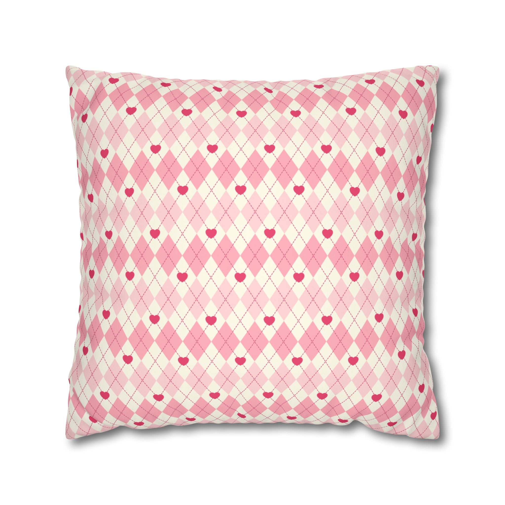 Square Pillowcase -Pink Vintage Heart Love - Decorative Pillows Cushion Covers for Couch Chair Bedroom Valentines Decorative, Faux Suede, Home Decor
