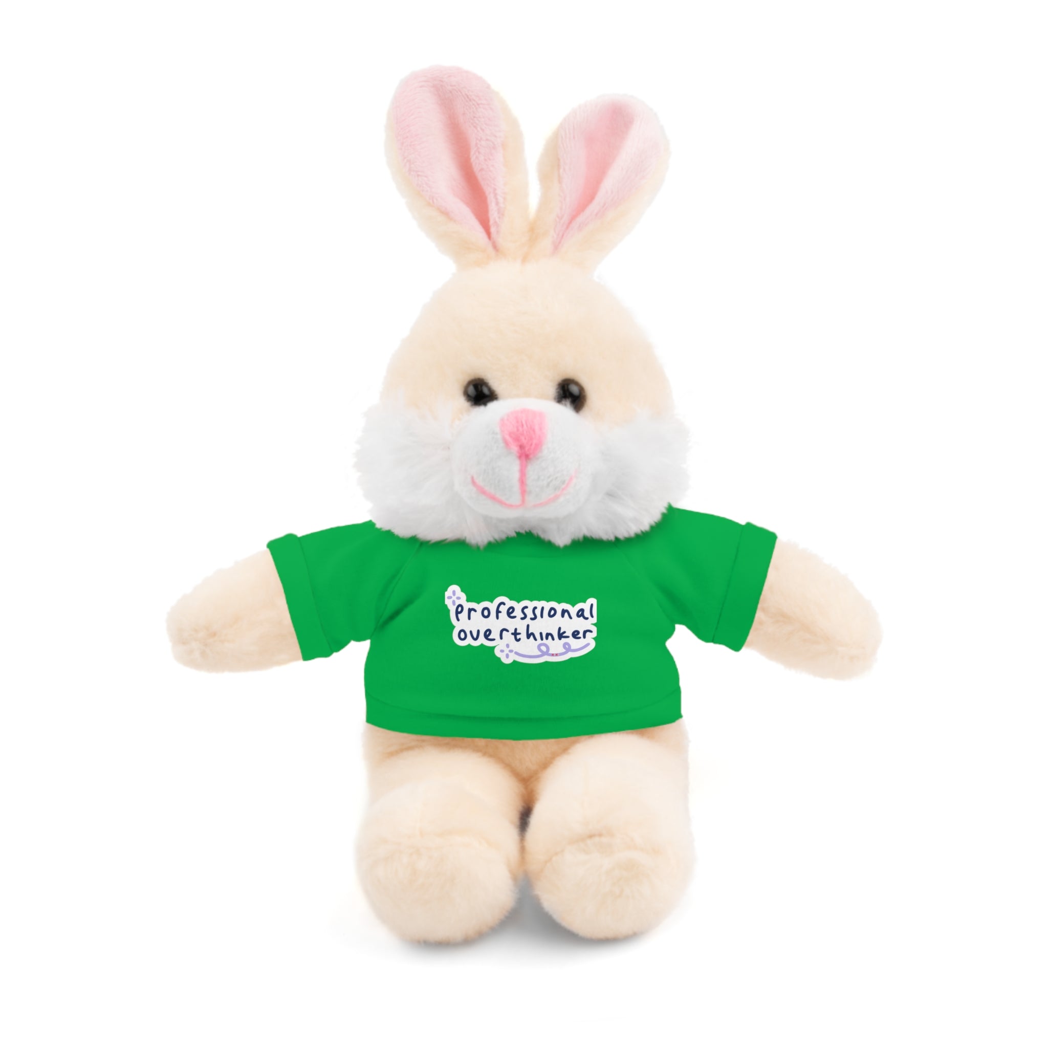 Bunny Plushy, Funny Professional Overthinker, Stuffed Animals Shirt Printed, Suitable for Soft Valentine's Day Gift