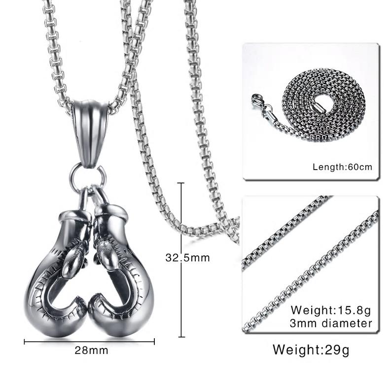 Boxing Gloves Stainless Steel Necklace for Men