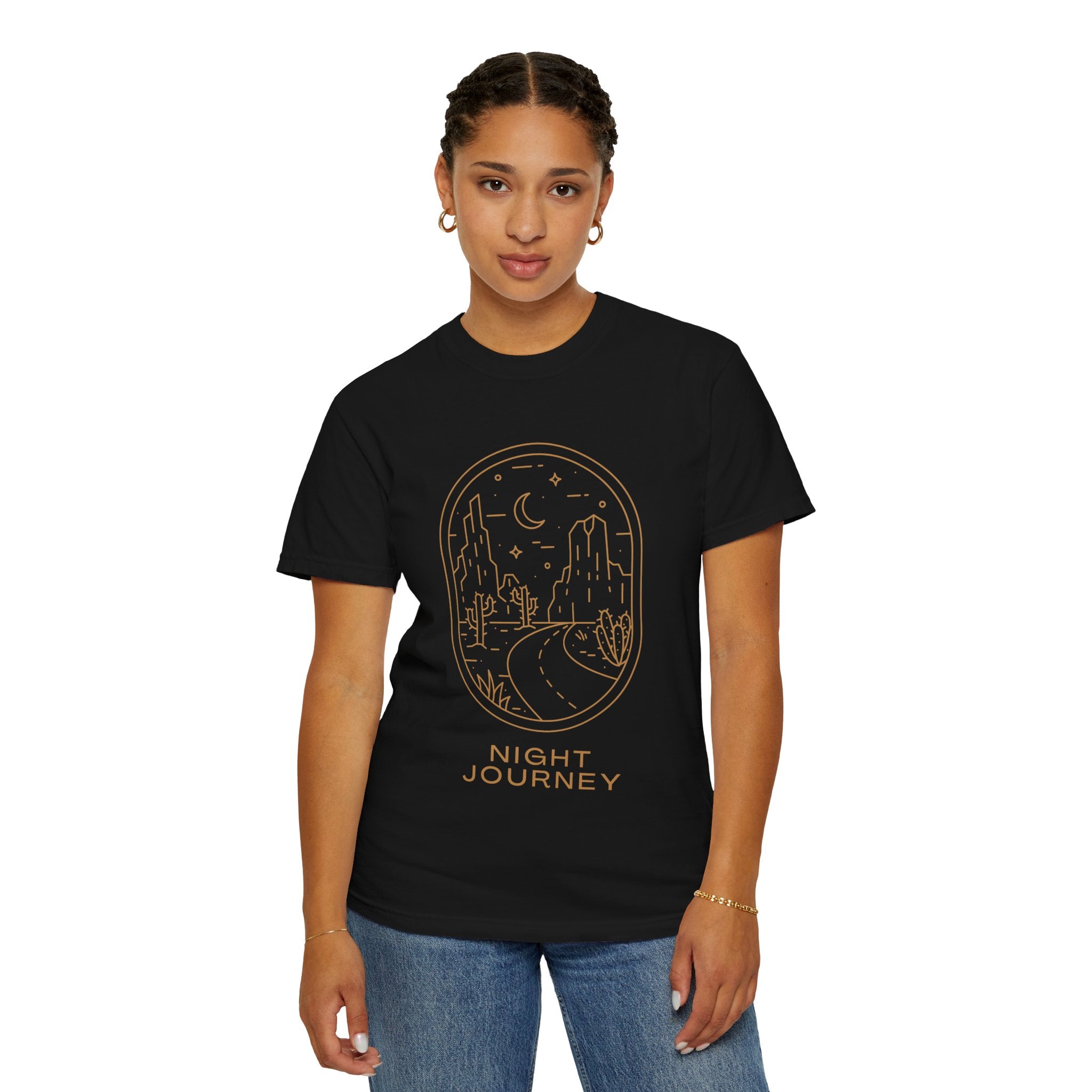 Night Journey, Graphic Design Unisex T-shirt, Casual Cotton Outwear, Gift for Him- Gift for Her, Stylish Tee, Cool Shirt, Trendy Apparel, Comfortable Top,