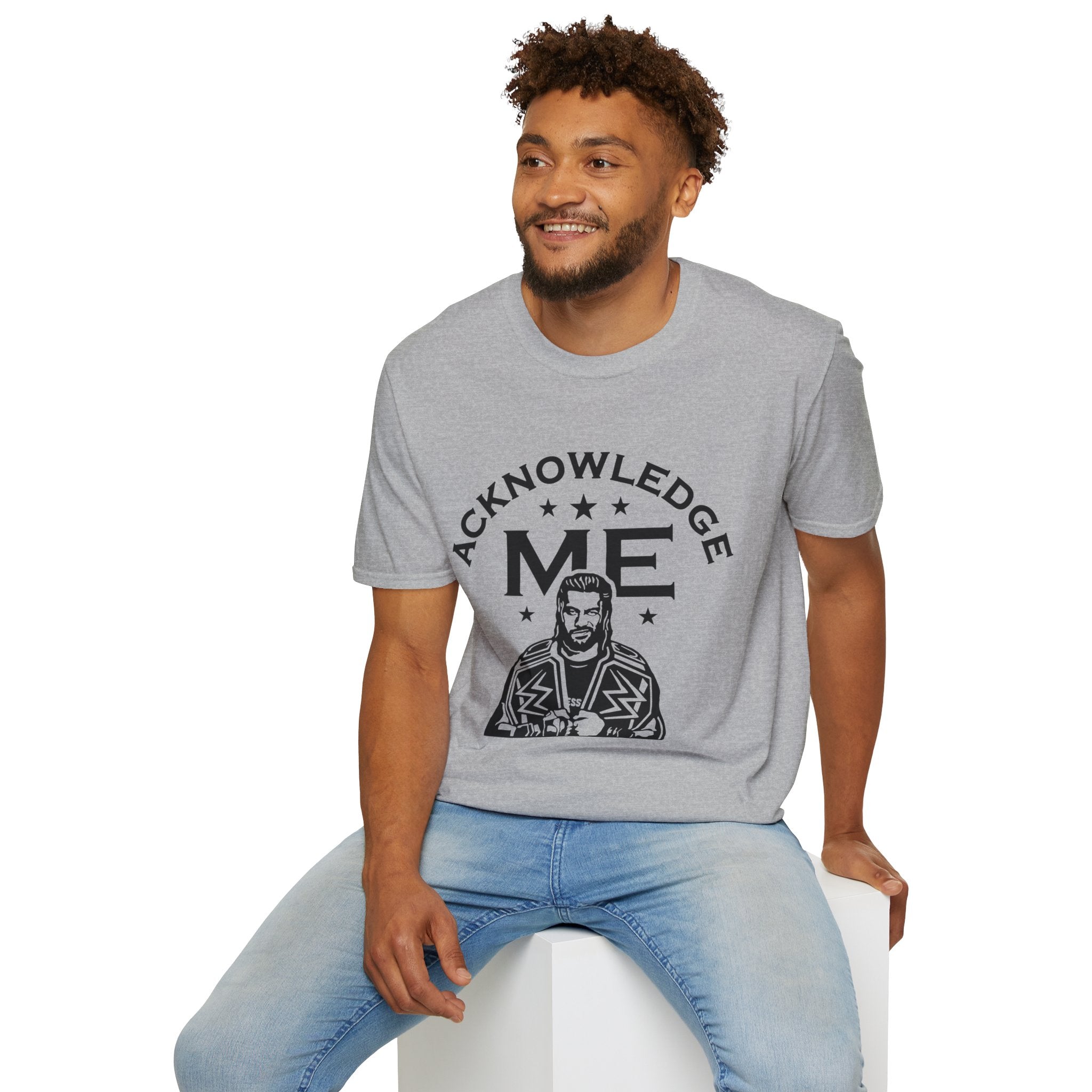 Roman Reigns Unisex Softstyle T-Shirt, Acknowledge Me Wrestling Fan Shirt, Gift, Wrestling Apparel, Roman Reigns Fan Tee