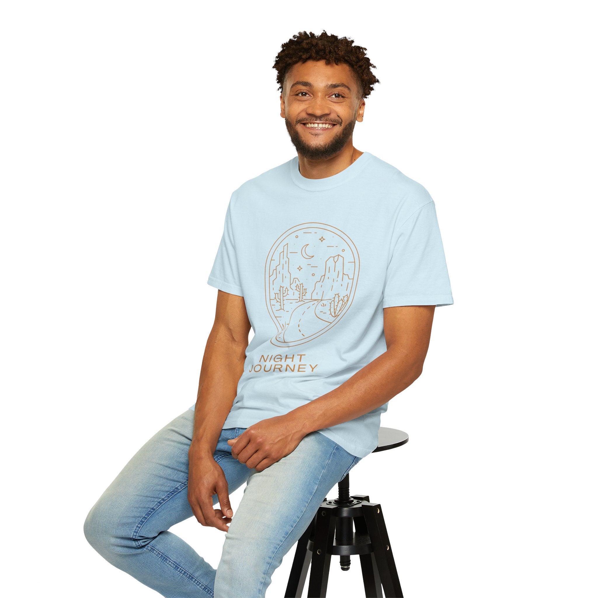 Night Journey, Graphic Design Unisex T-shirt, Casual Cotton Outwear, Gift for Him- Gift for Her, Stylish Tee, Cool Shirt, Trendy Apparel, Comfortable Top,