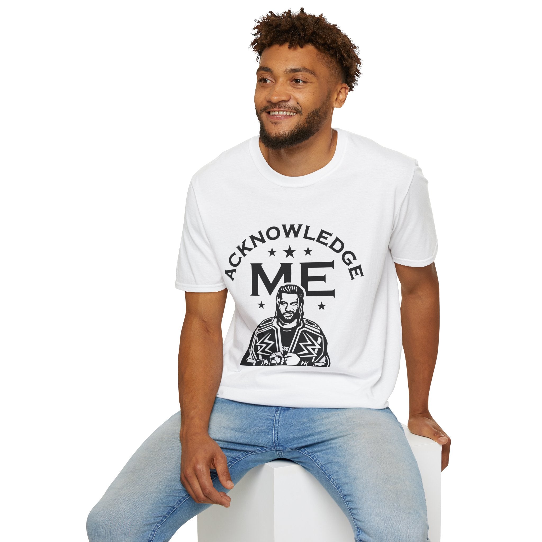 Roman Reigns Unisex Softstyle T-Shirt, Acknowledge Me Wrestling Fan Shirt, Gift, Wrestling Apparel, Roman Reigns Fan Tee