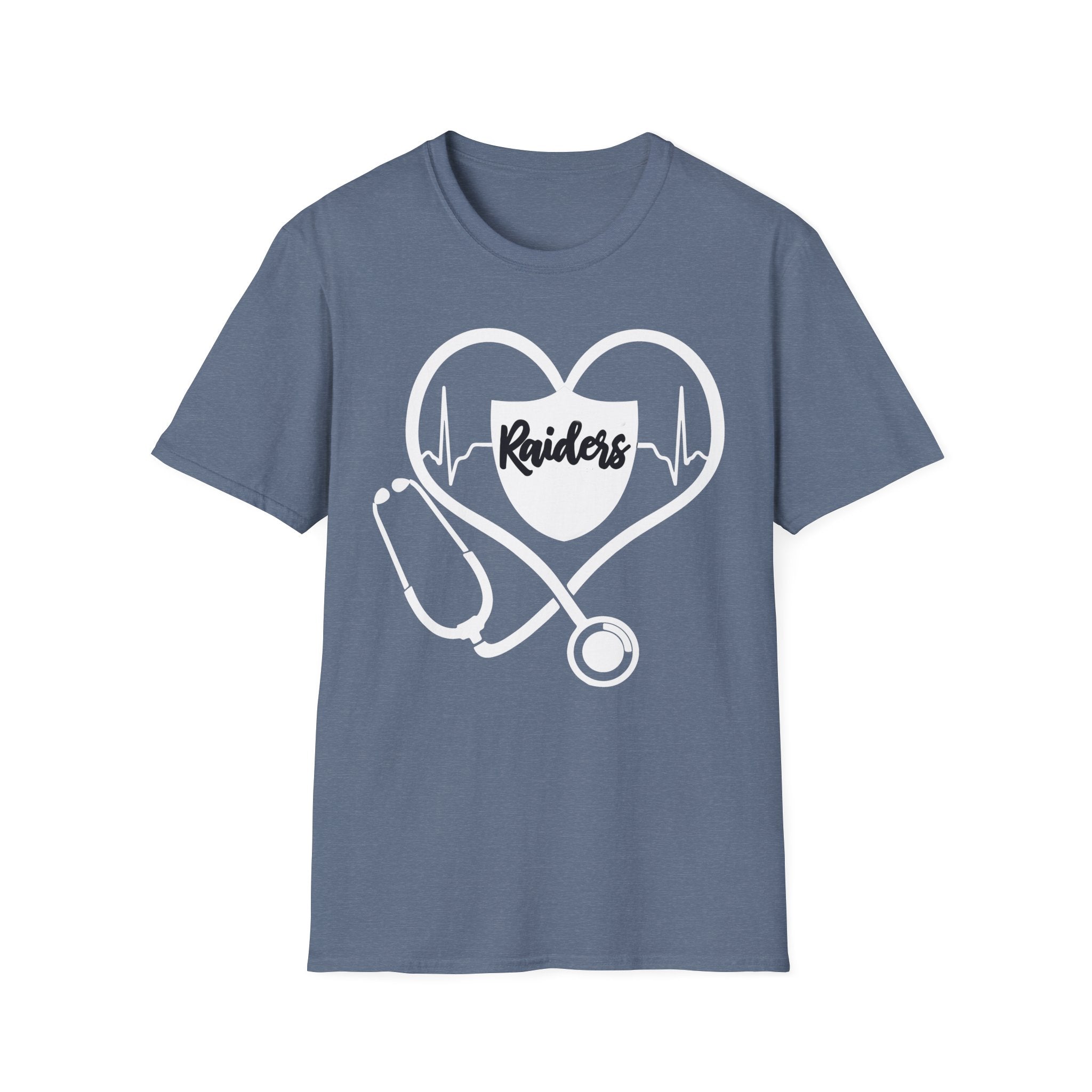 Stethoscope White Raiders Football T-Shirt, Sports Team Shirt, Fan Game Day Clothing, Football Fan Gift, Team Spirit Tee