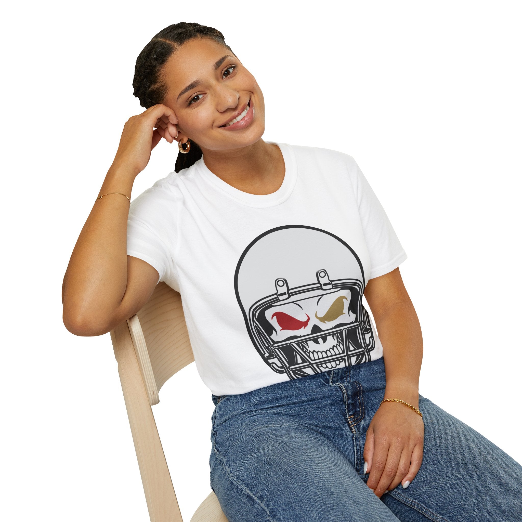SF Football Skull Helmet T-Shirt - Unique Fan Apparel, Football Team Tee, Game Day Shirt, Sporty Top, Men's Women's Clothing