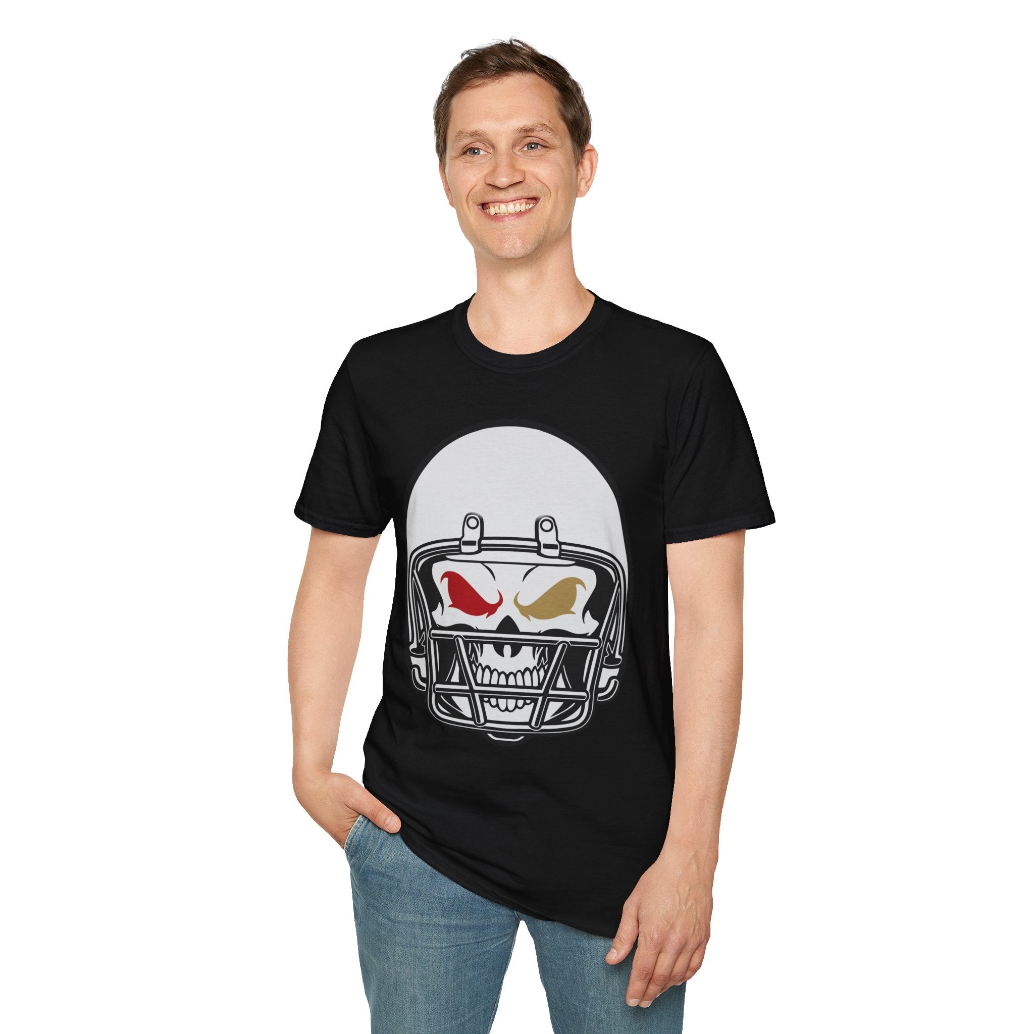 SF Football Skull Helmet T-Shirt - Unique Fan Apparel, Football Team Tee, Game Day Shirt, Sporty Top, Men's Women's Clothing