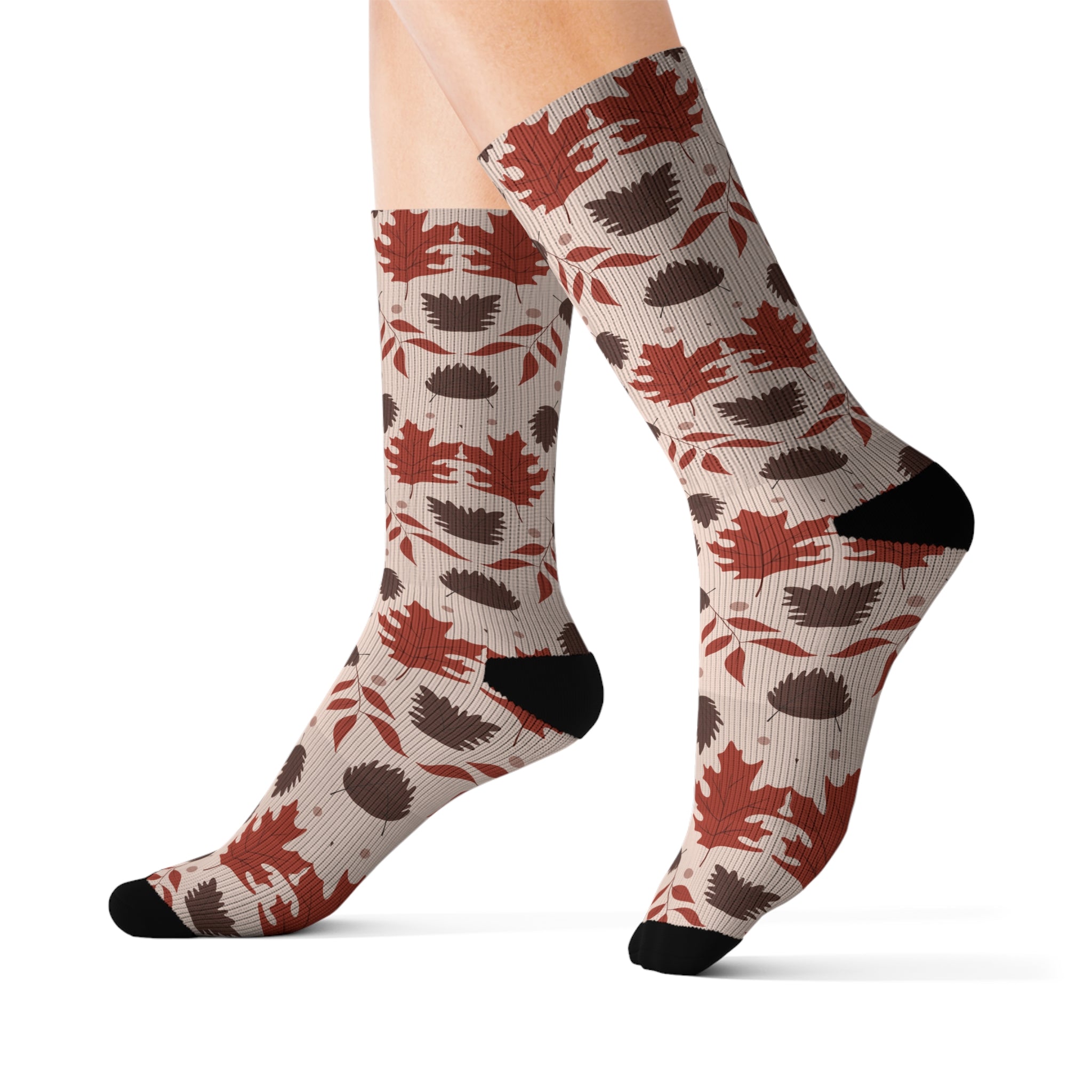 Autumn Leaves Brown Socks Warm Crew Socks Socks for everyday wear