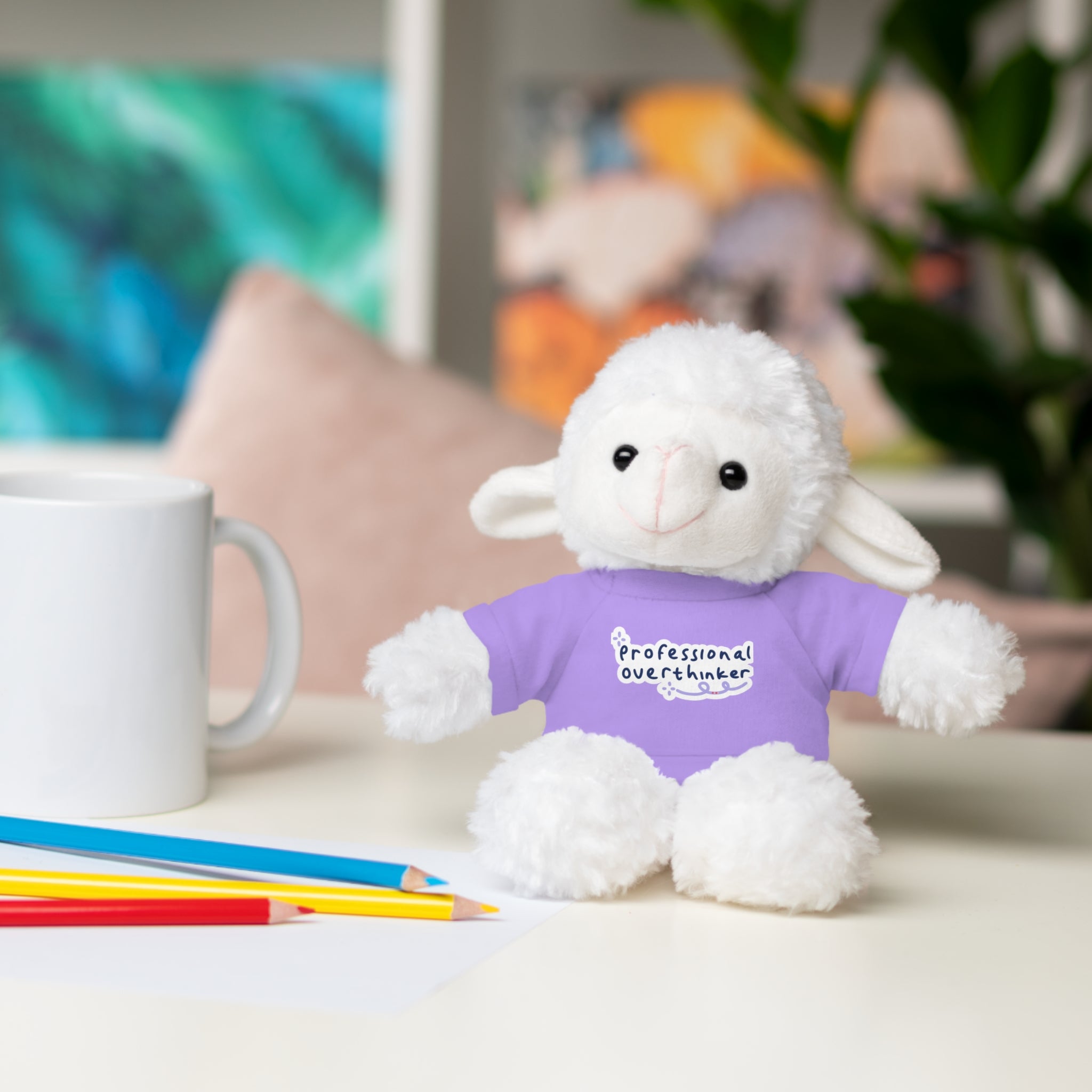 Bunny Plushy, Funny Professional Overthinker, Stuffed Animals Shirt Printed, Suitable for Soft Valentine's Day Gift
