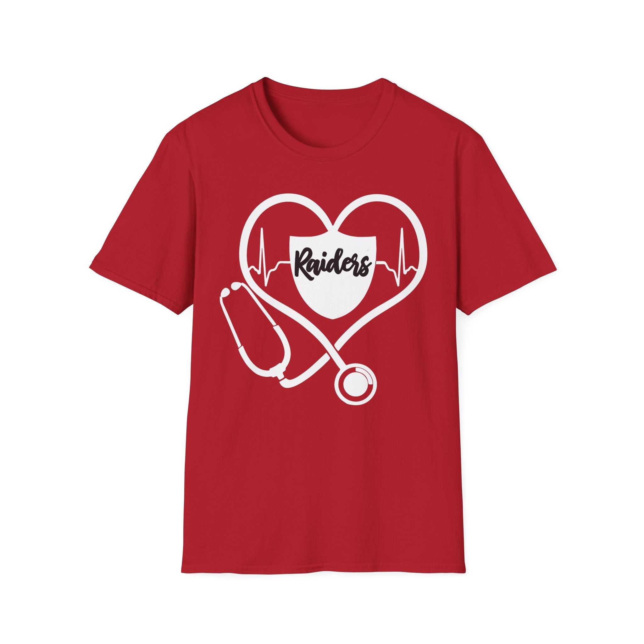 Stethoscope White Raiders Football T-Shirt, Sports Team Shirt, Fan Game Day Clothing, Football Fan Gift, Team Spirit Tee