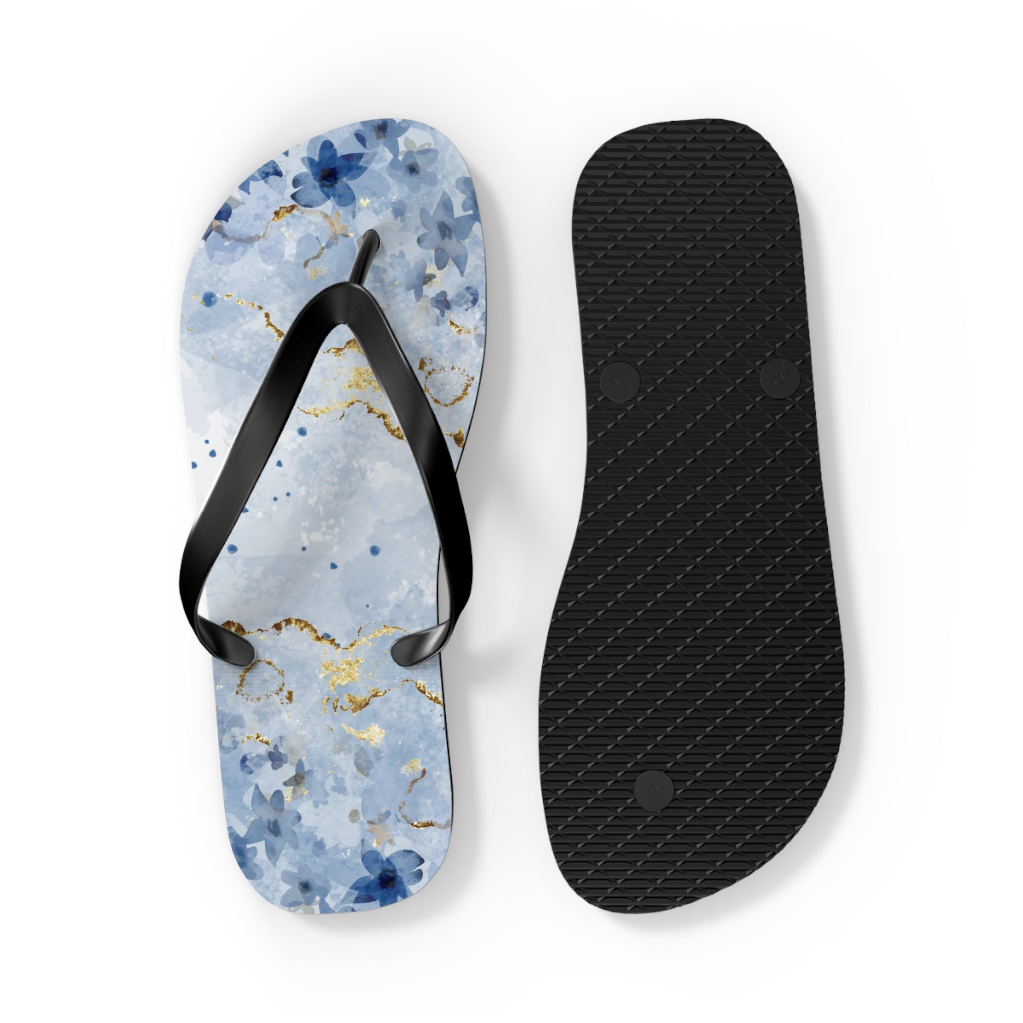Blue And Gold Design, Flip Flops for Women, Cute Designs, Everyday Use, Indoor Sleepers