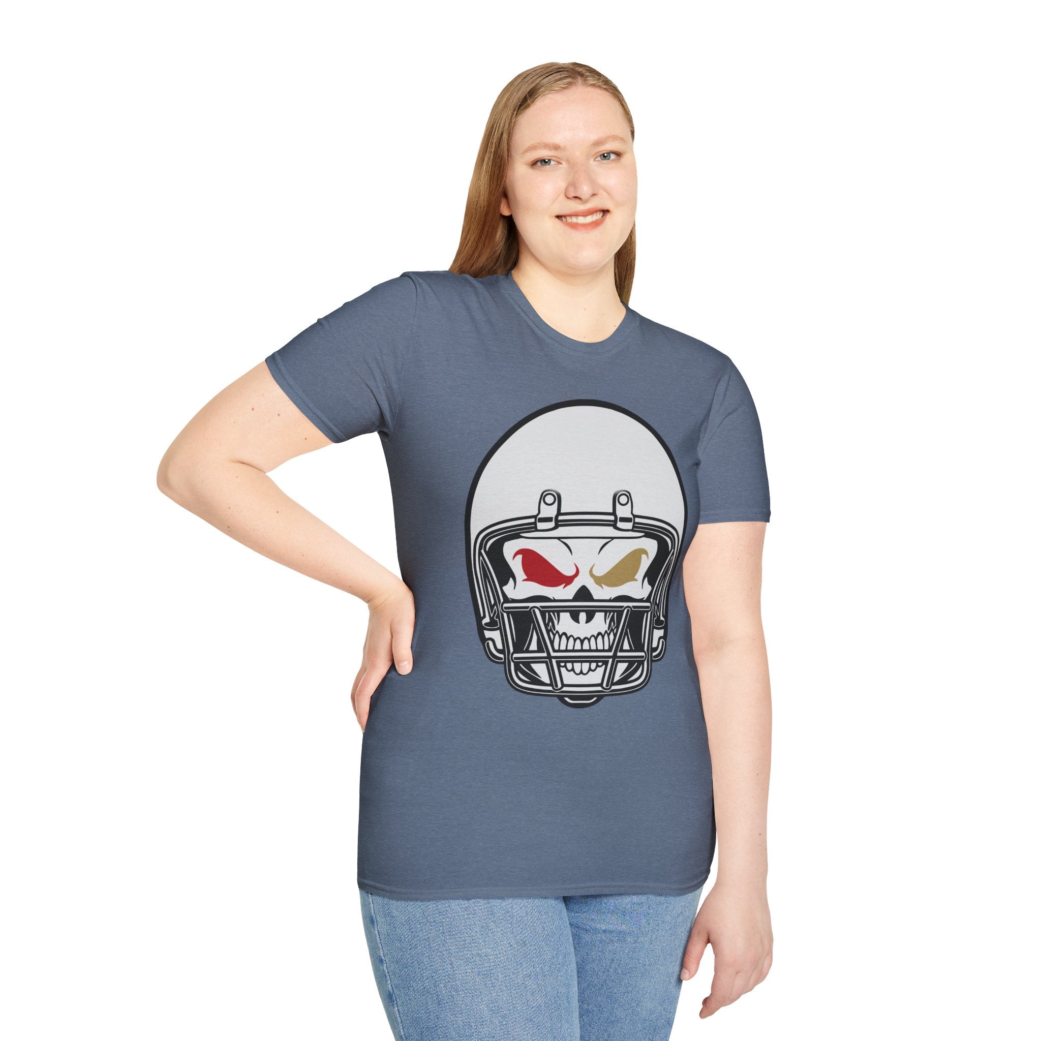 SF Football Skull Helmet T-Shirt - Unique Fan Apparel, Football Team Tee, Game Day Shirt, Sporty Top, Men's Women's Clothing