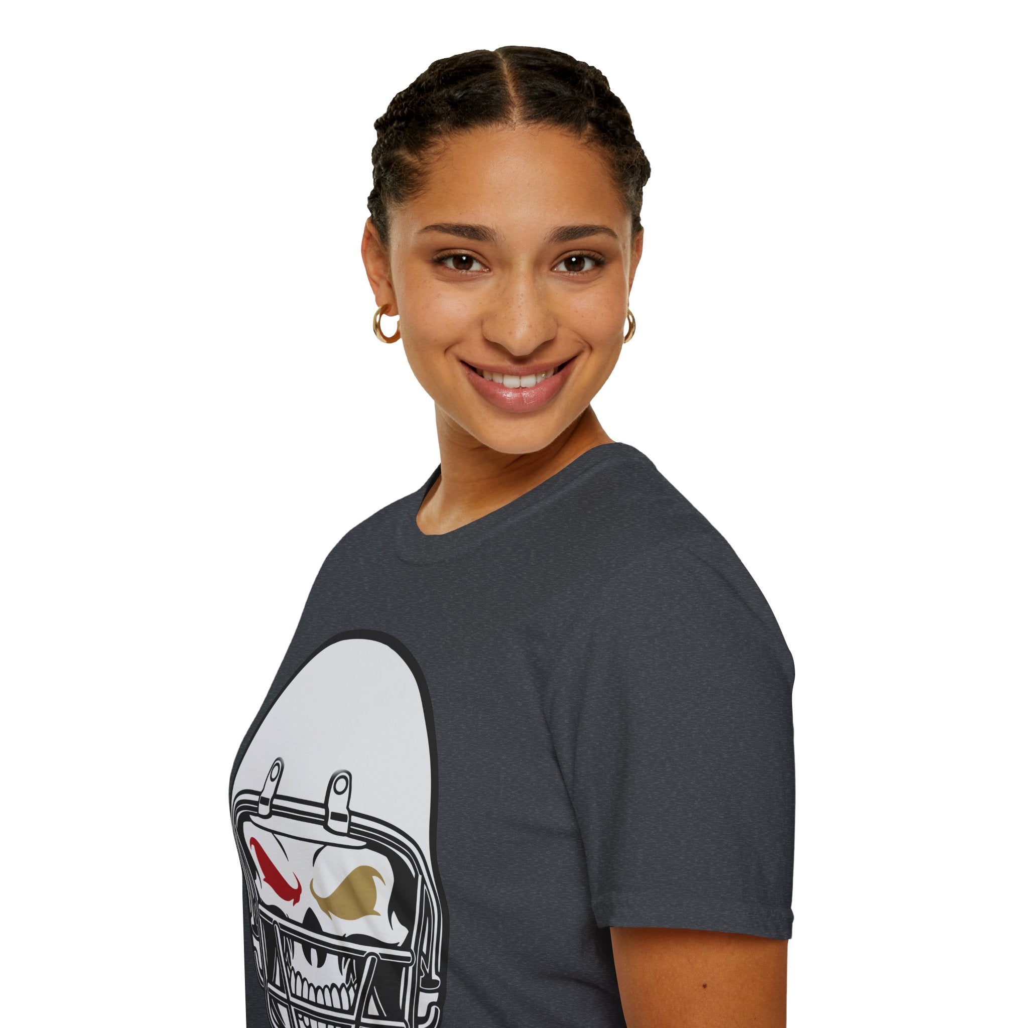 SF Football Skull Helmet T-Shirt - Unique Fan Apparel, Football Team Tee, Game Day Shirt, Sporty Top, Men's Women's Clothing