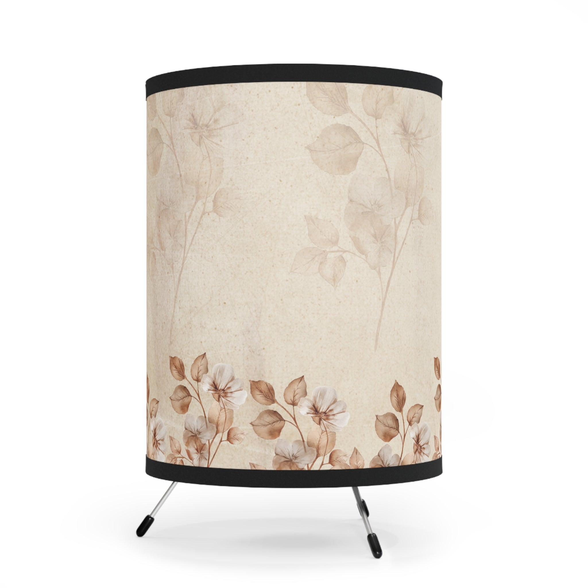 Beige Brown Vintage Floral Lamp, Desk Lamp for Bedroom, Living Room, Modern Style, Floral Bedside Lamp, Home Decor
