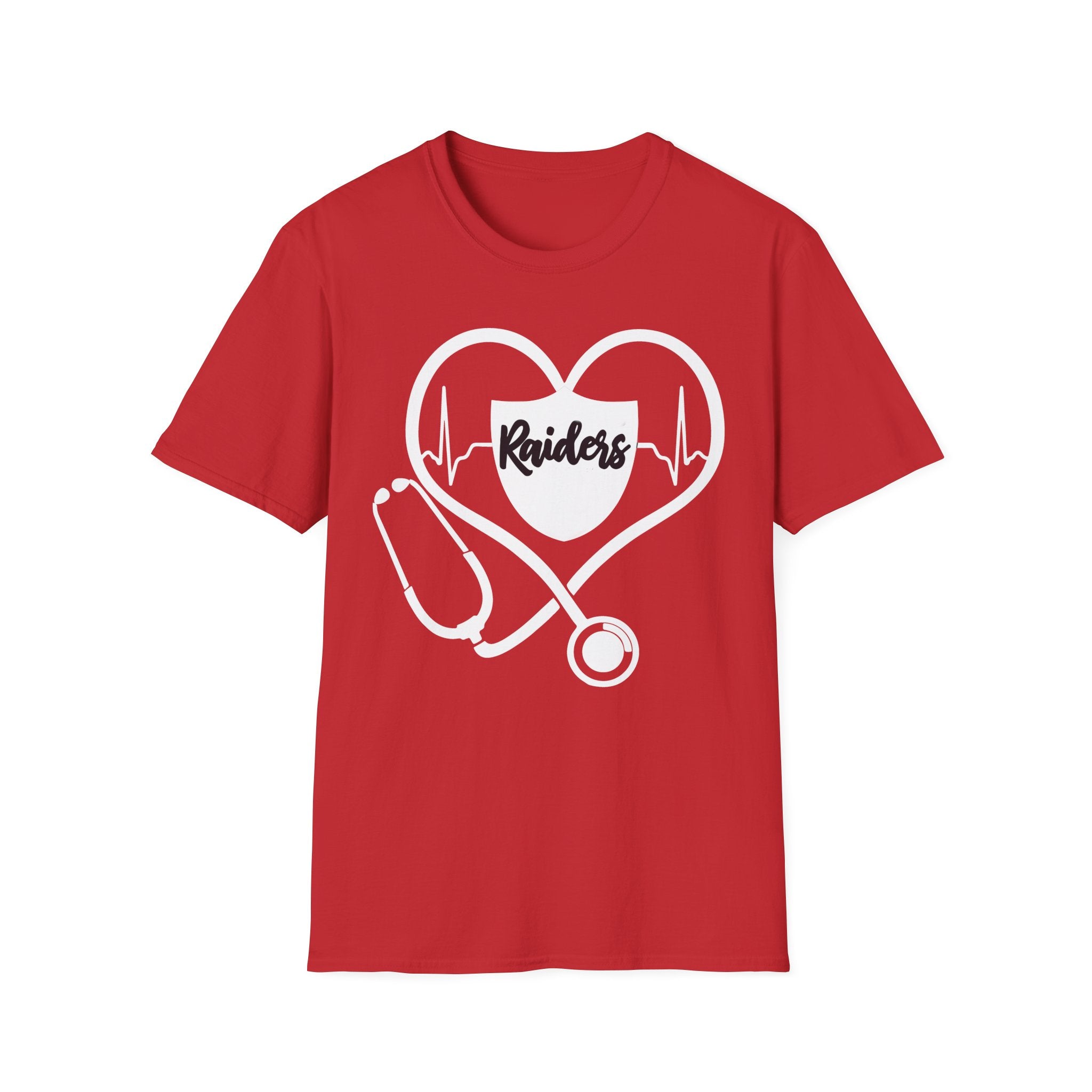 Stethoscope White Raiders Football T-Shirt, Sports Team Shirt, Fan Game Day Clothing, Football Fan Gift, Team Spirit Tee