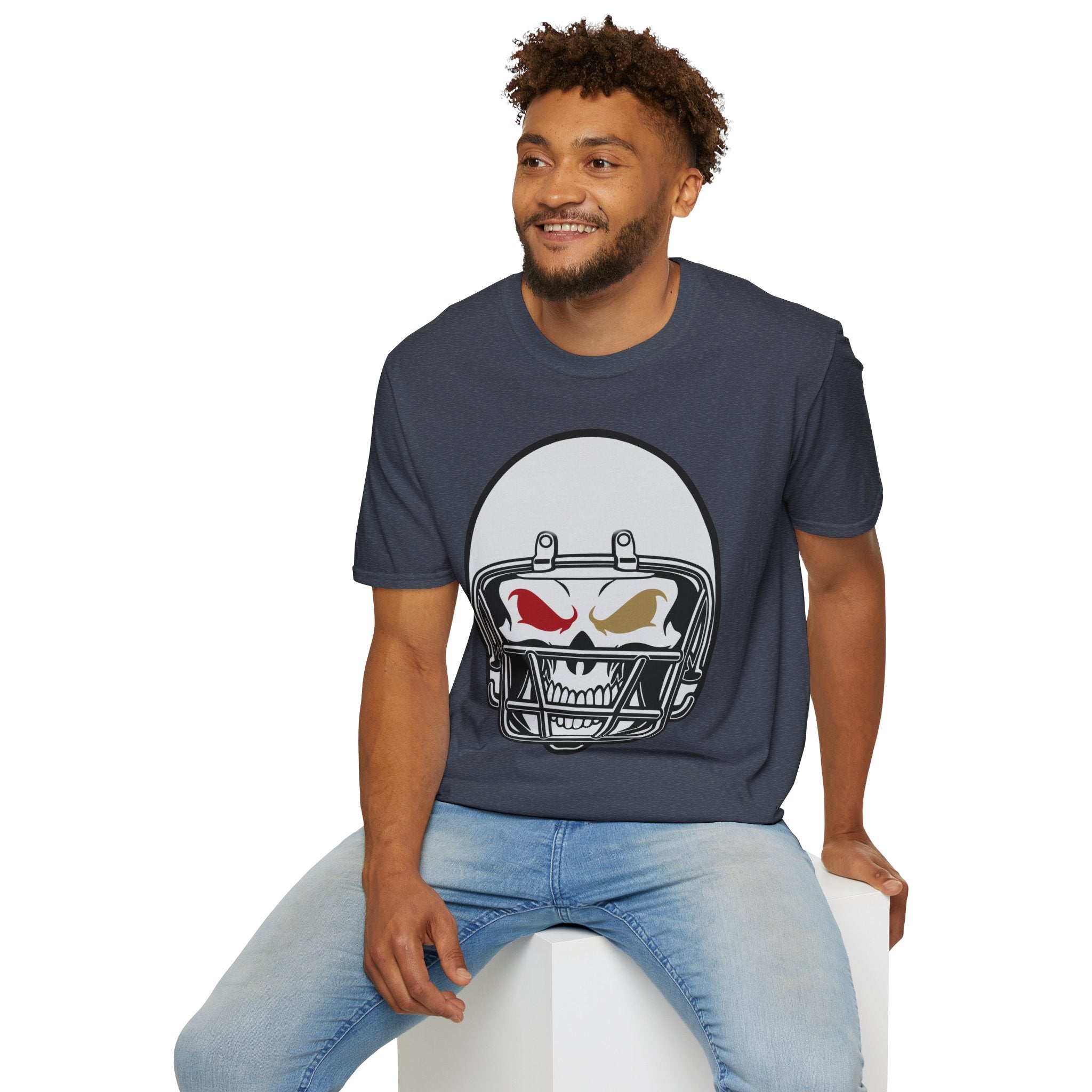 SF Football Skull Helmet T-Shirt - Unique Fan Apparel, Football Team Tee, Game Day Shirt, Sporty Top, Men's Women's Clothing