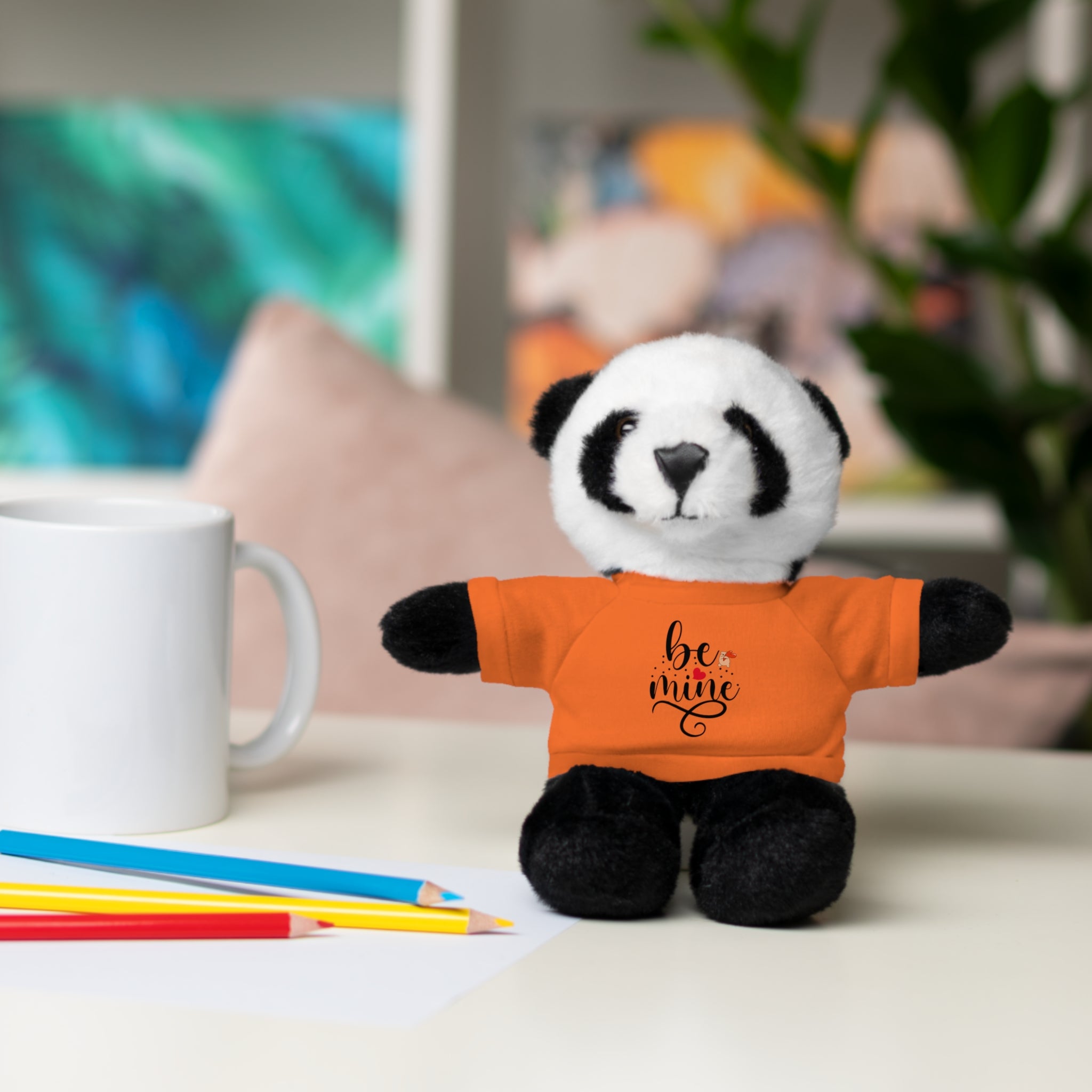 Lovely Panda Plushy, Be Mine, Stuffed Animals Shirt Printed, Suitable for Soft Valentine's Day Gift for Her, Him