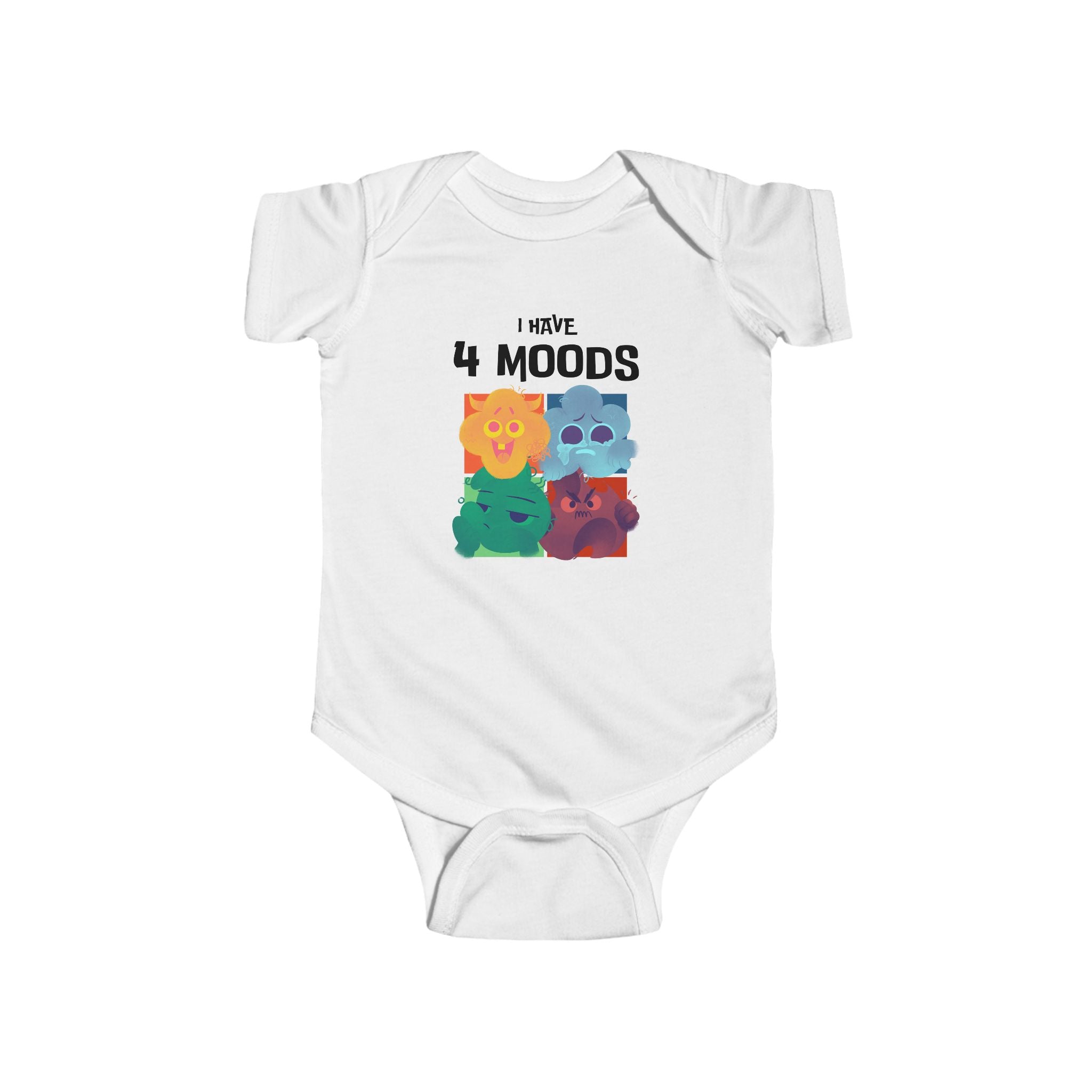 "I Have 4 Moods" Funny Infant Bodysuit, Cute Designs, Gift for Baby, Comfortable, Baby Shower Gift, Newborn Outfit, Baby Clothing