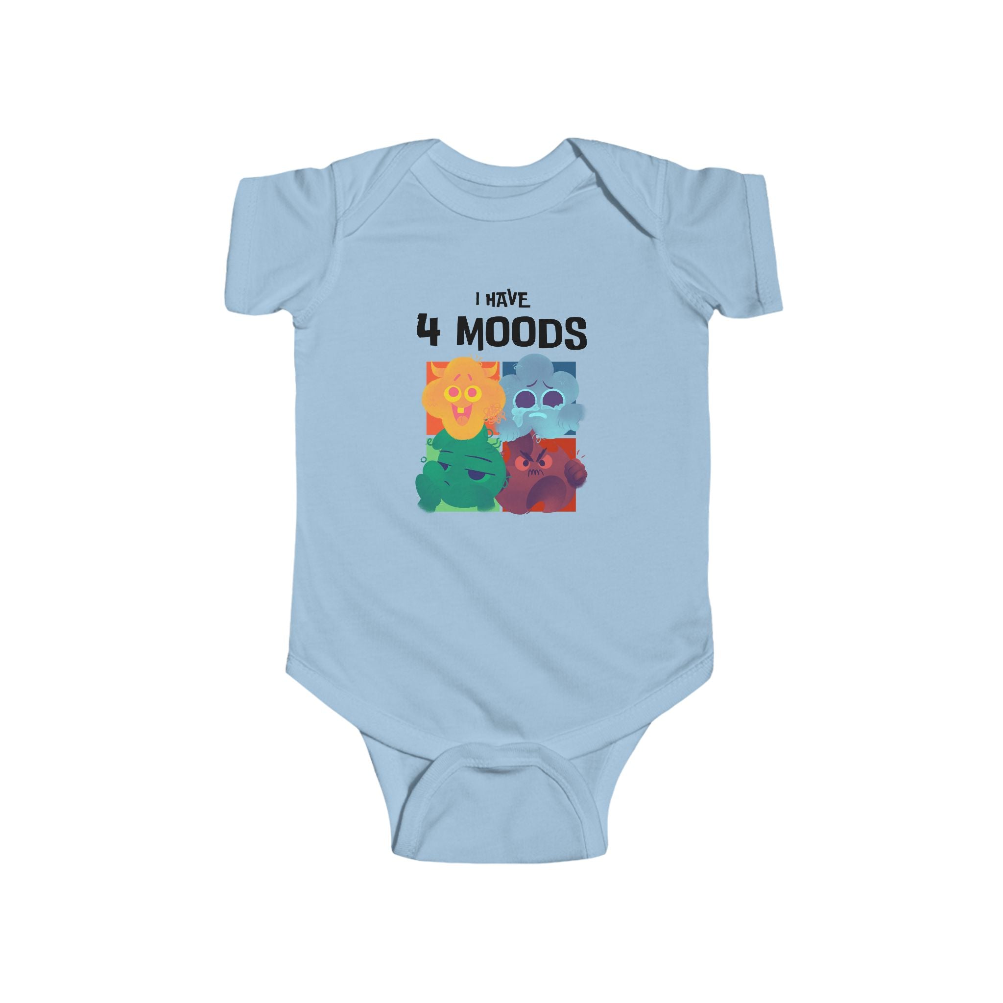 "I Have 4 Moods" Funny Infant Bodysuit, Cute Designs, Gift for Baby, Comfortable, Baby Shower Gift, Newborn Outfit, Baby Clothing