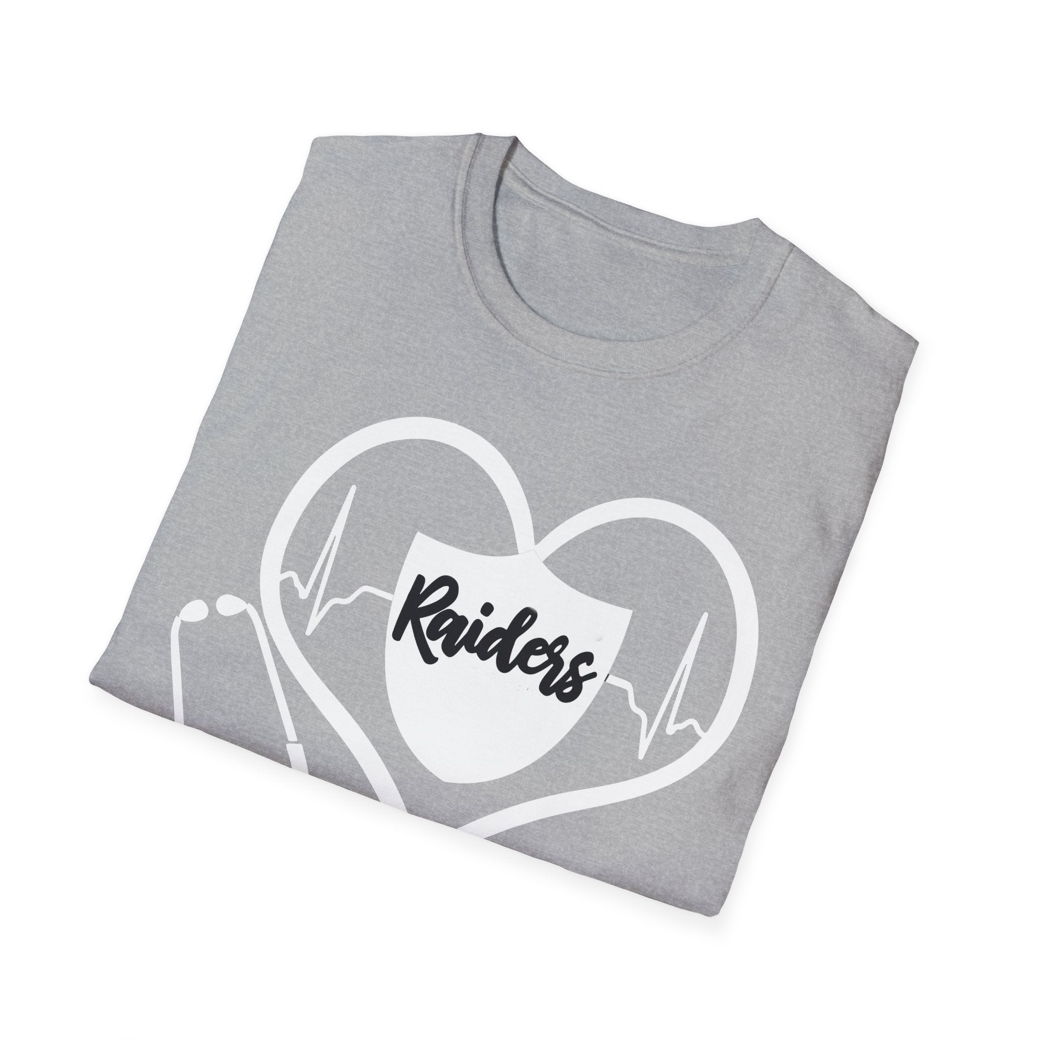 Stethoscope White Raiders Football T-Shirt, Sports Team Shirt, Fan Game Day Clothing, Football Fan Gift, Team Spirit Tee