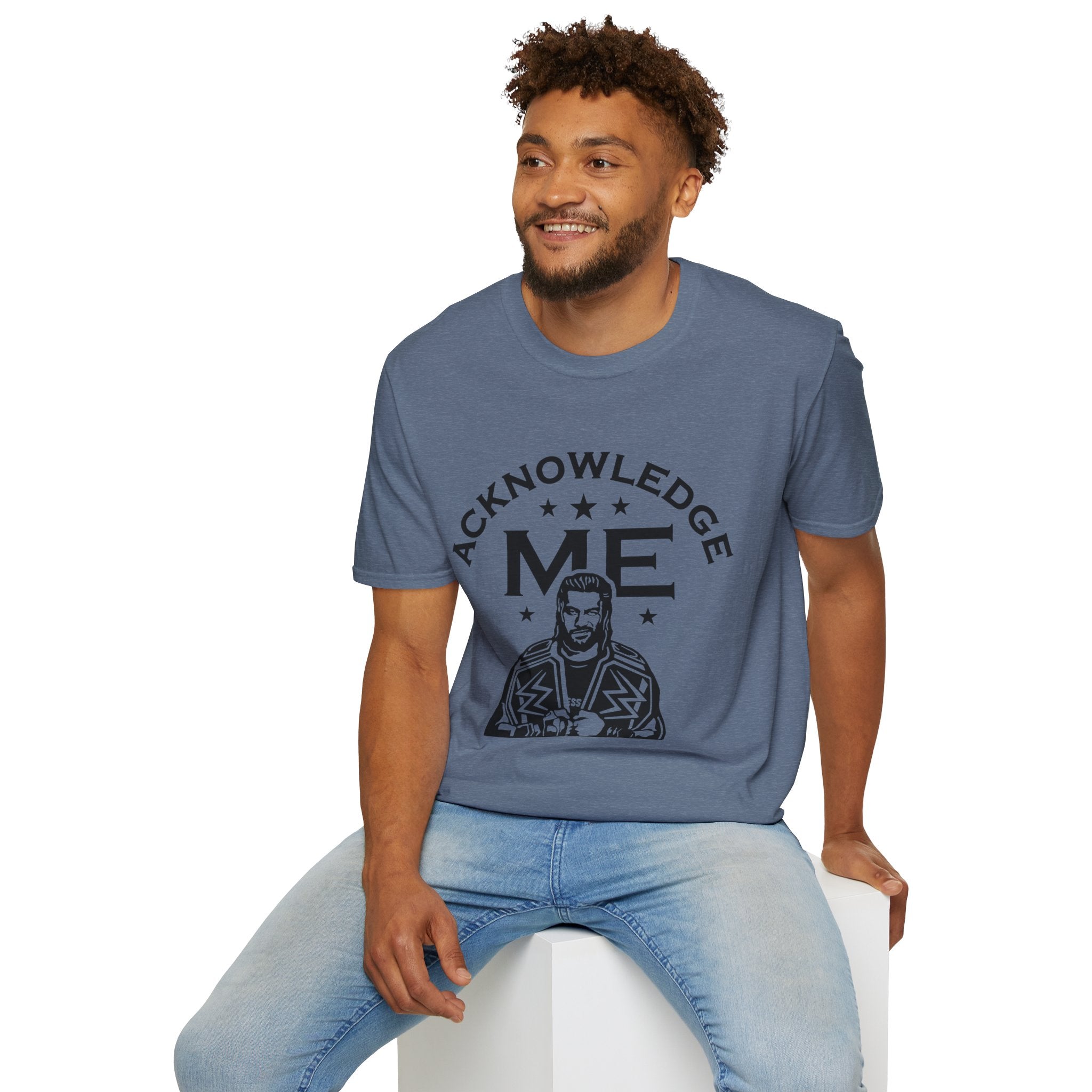 Roman Reigns Unisex Softstyle T-Shirt, Acknowledge Me Wrestling Fan Shirt, Gift, Wrestling Apparel, Roman Reigns Fan Tee