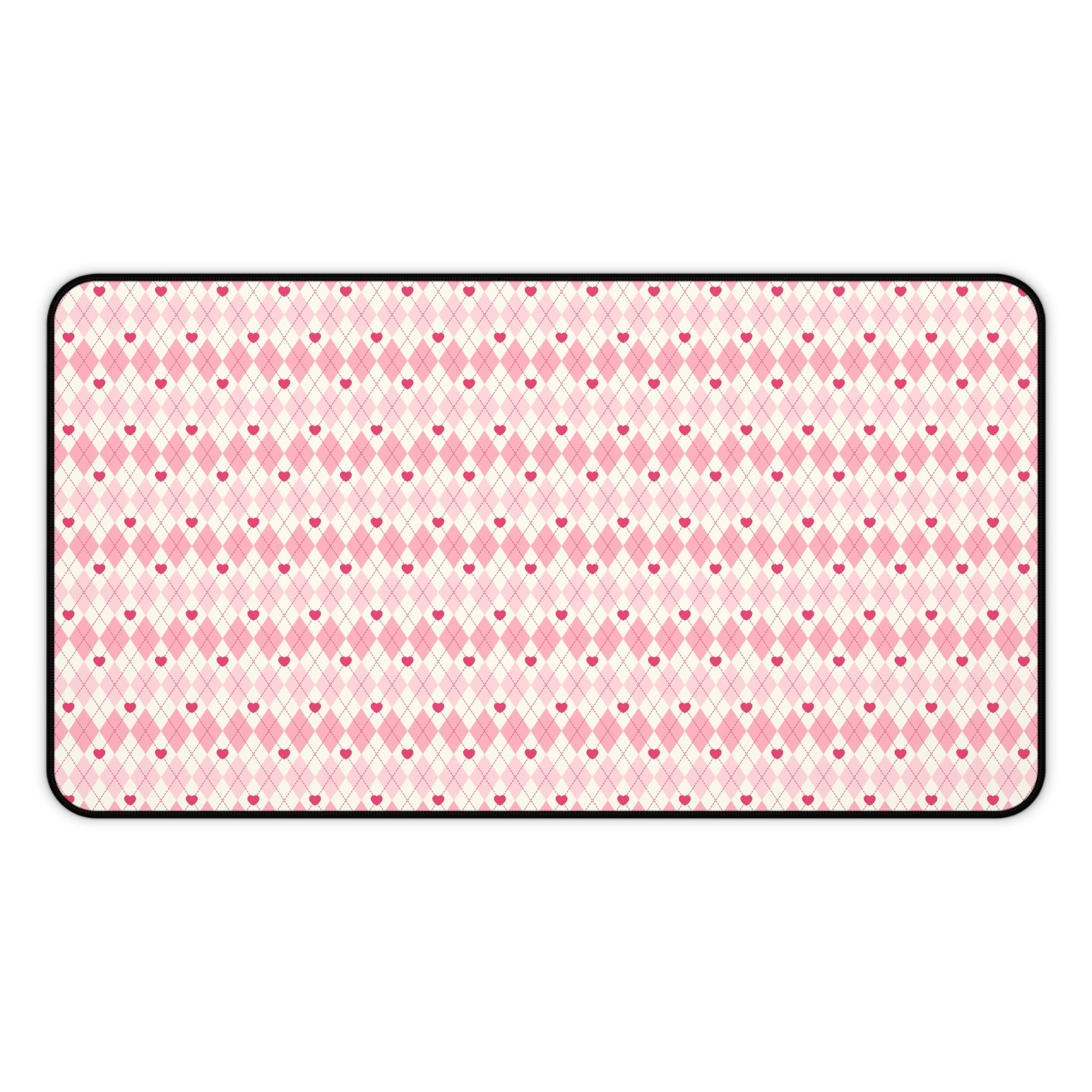 Pink Vintage Heart Love Valentines Gift, Mouse Pad, Desk Matt for Desktop, Cute Desk Pad Mat, XXL Large Mouse Pad for Desk, Anti-Slip Big Mousepad with Stitched Edges, Keyboard Pad Mouse Mat for Computer