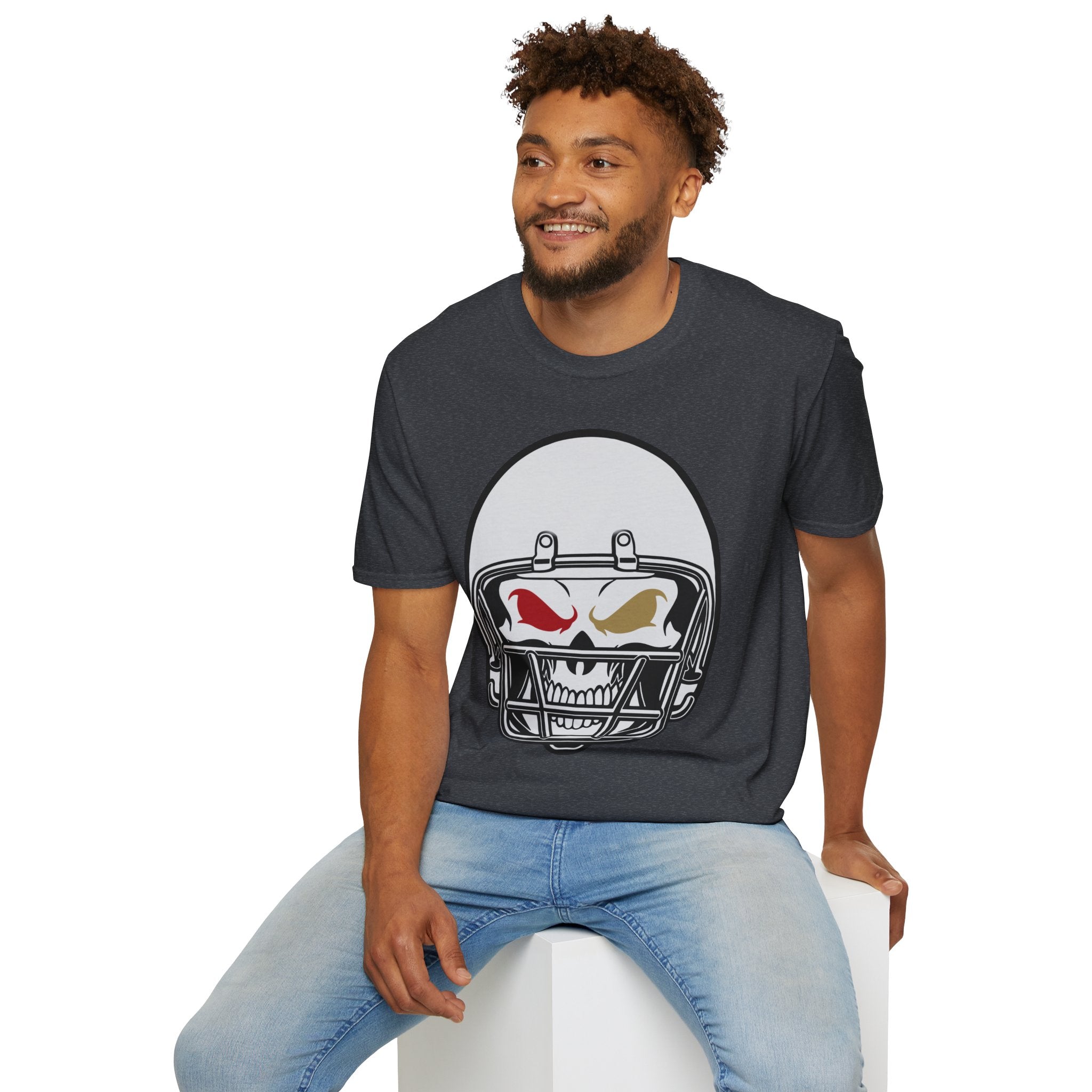 SF Football Skull Helmet T-Shirt - Unique Fan Apparel, Football Team Tee, Game Day Shirt, Sporty Top, Men's Women's Clothing