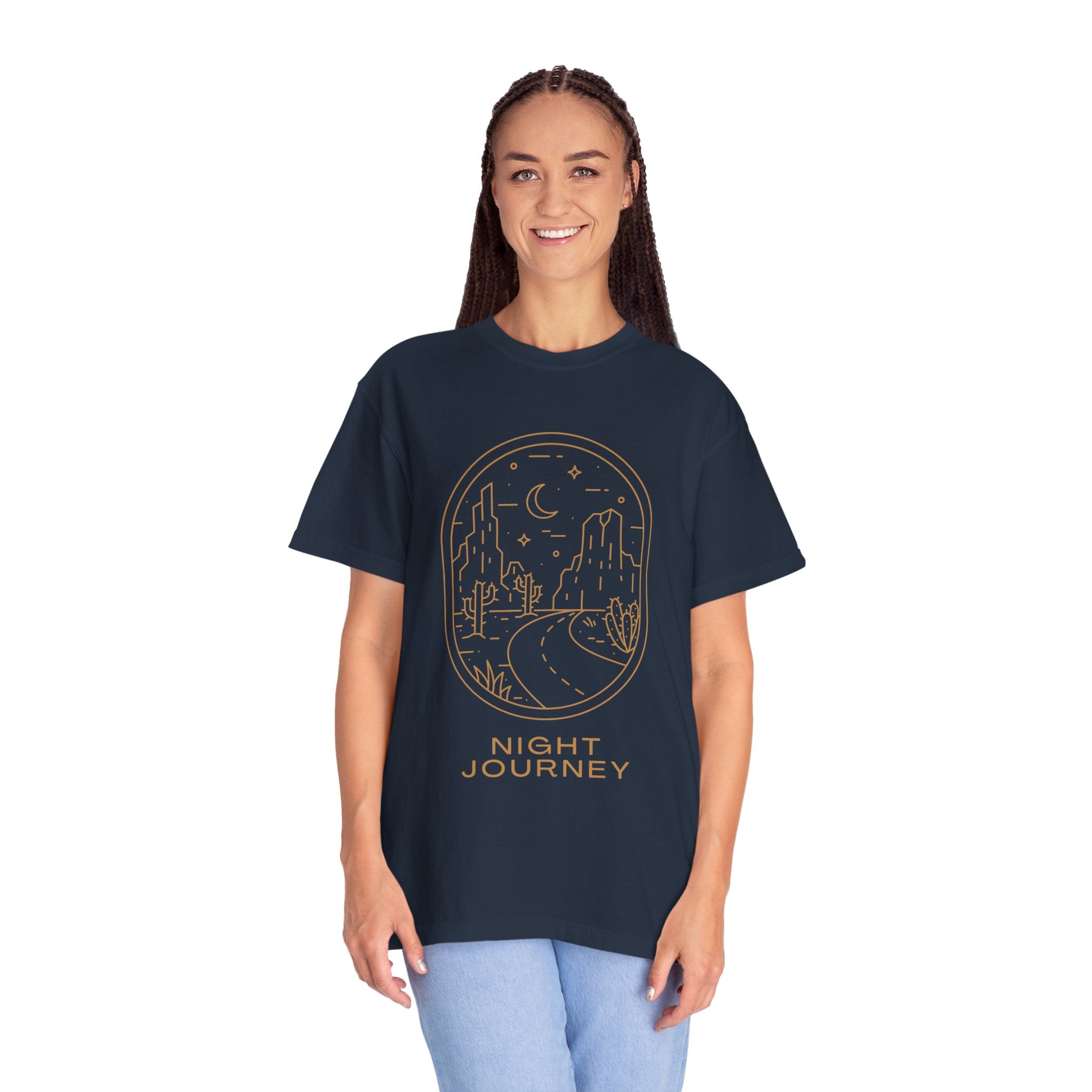 Night Journey, Graphic Design Unisex T-shirt, Casual Cotton Outwear, Gift for Him- Gift for Her, Stylish Tee, Cool Shirt, Trendy Apparel, Comfortable Top,