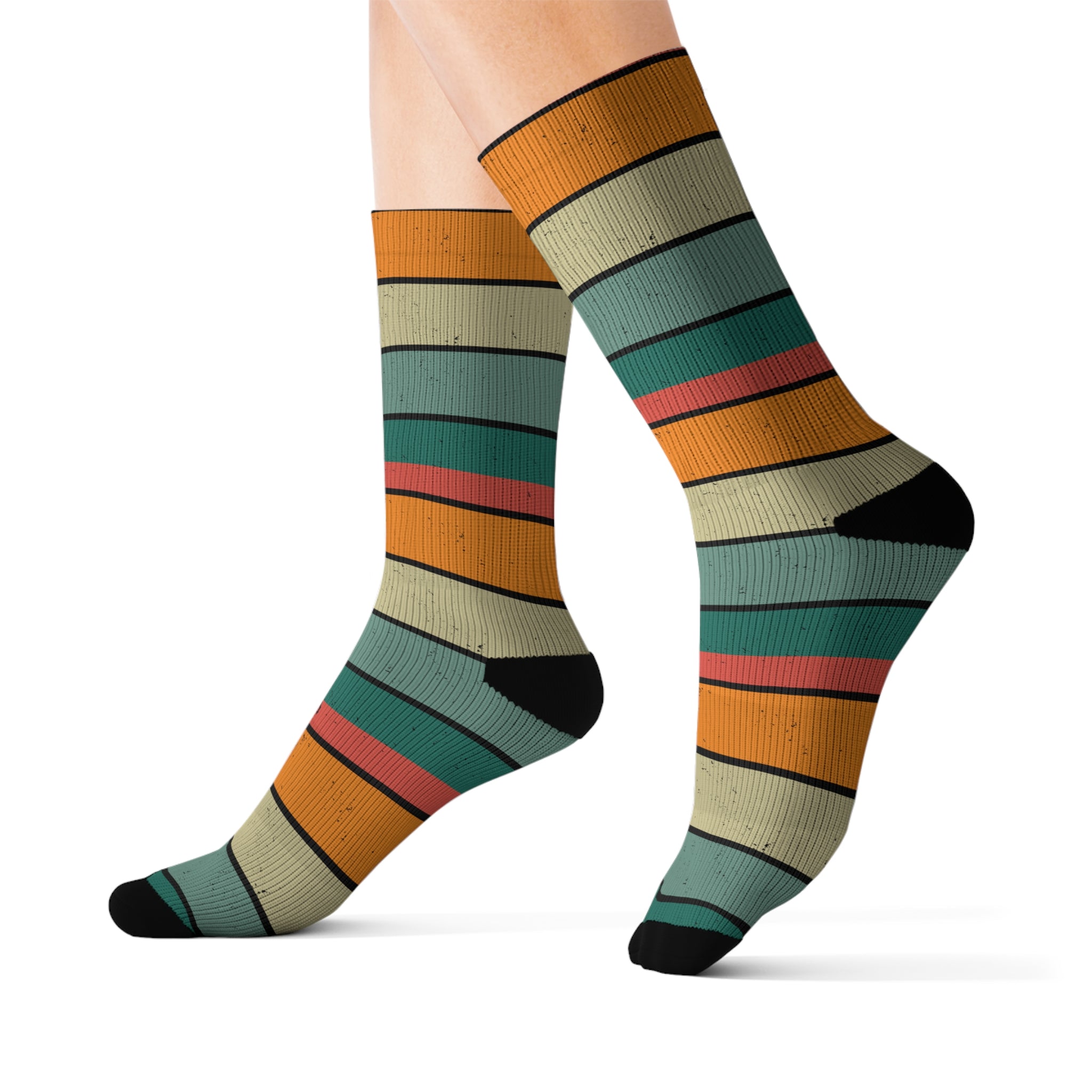 Colorful Retro Classic Striped Socks, Cute Athletic Crew socks, Patterned Socks Warm Crew Socks, Socks for everyday wear