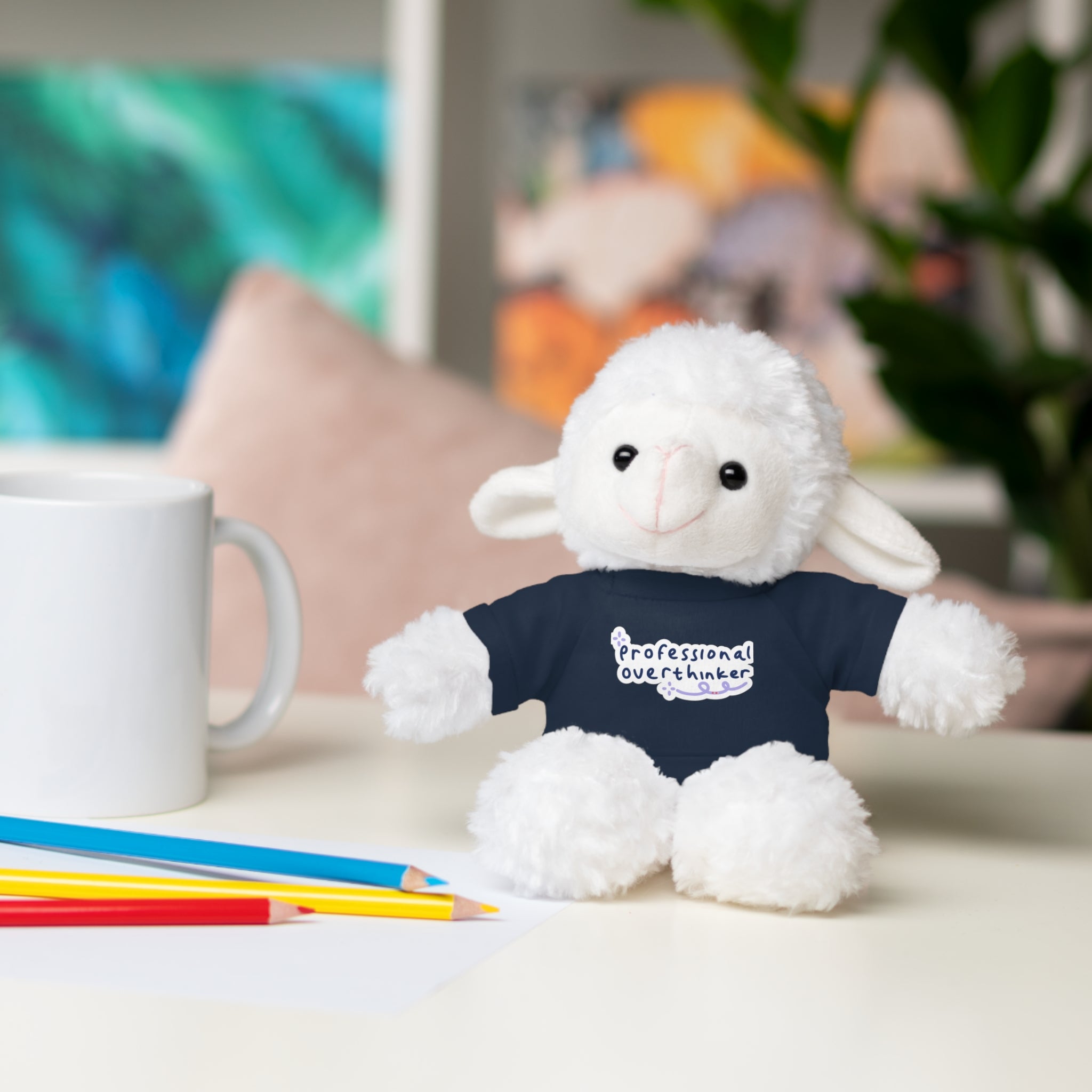 Bunny Plushy, Funny Professional Overthinker, Stuffed Animals Shirt Printed, Suitable for Soft Valentine's Day Gift