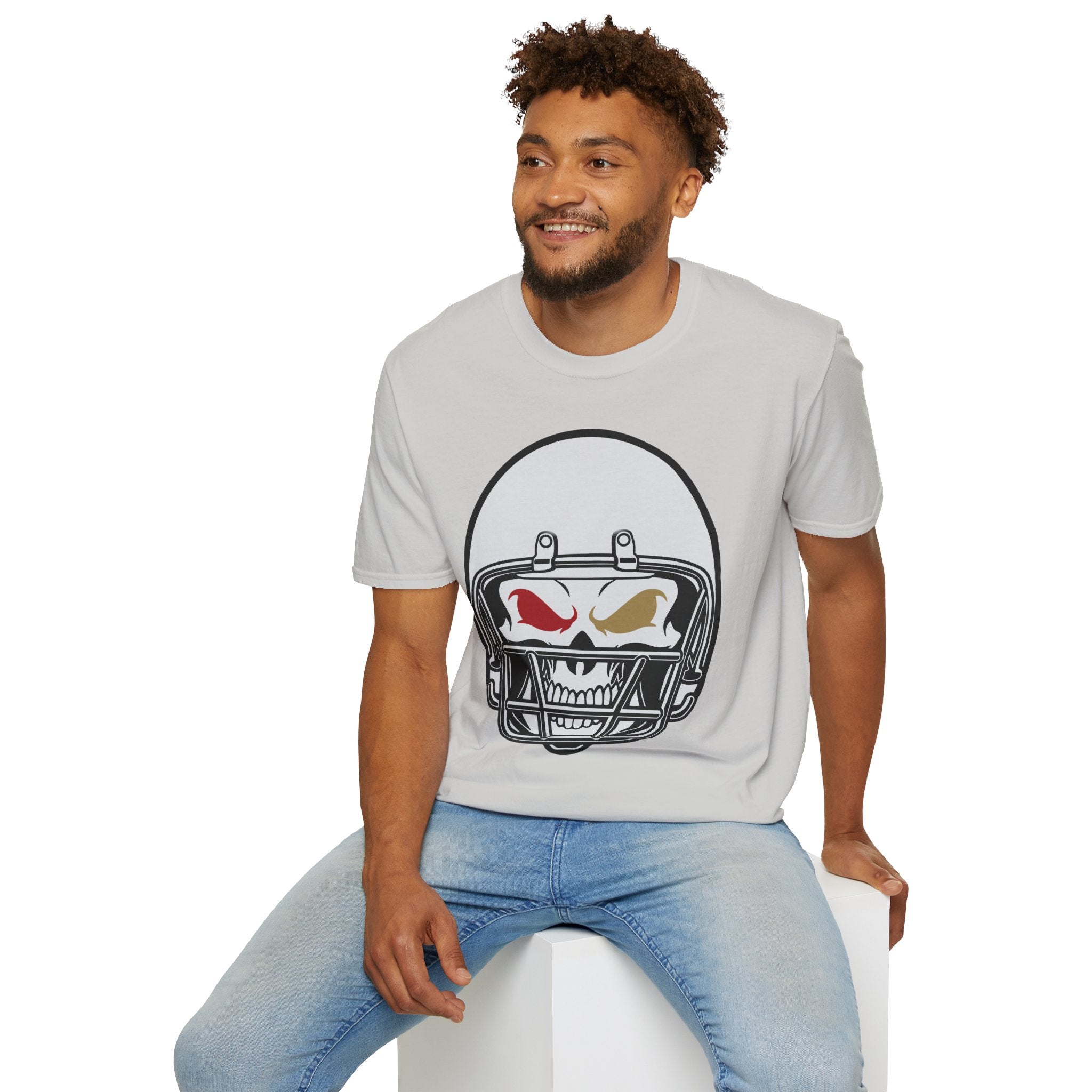 SF Football Skull Helmet T-Shirt - Unique Fan Apparel, Football Team Tee, Game Day Shirt, Sporty Top, Men's Women's Clothing